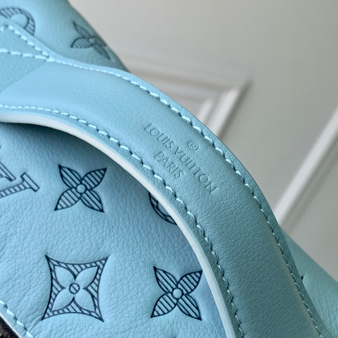 LOUIS VUITTON RUSH BUMBAG 30 IN SKY BLUE MONOGRAM SHADOW CALFSKIN