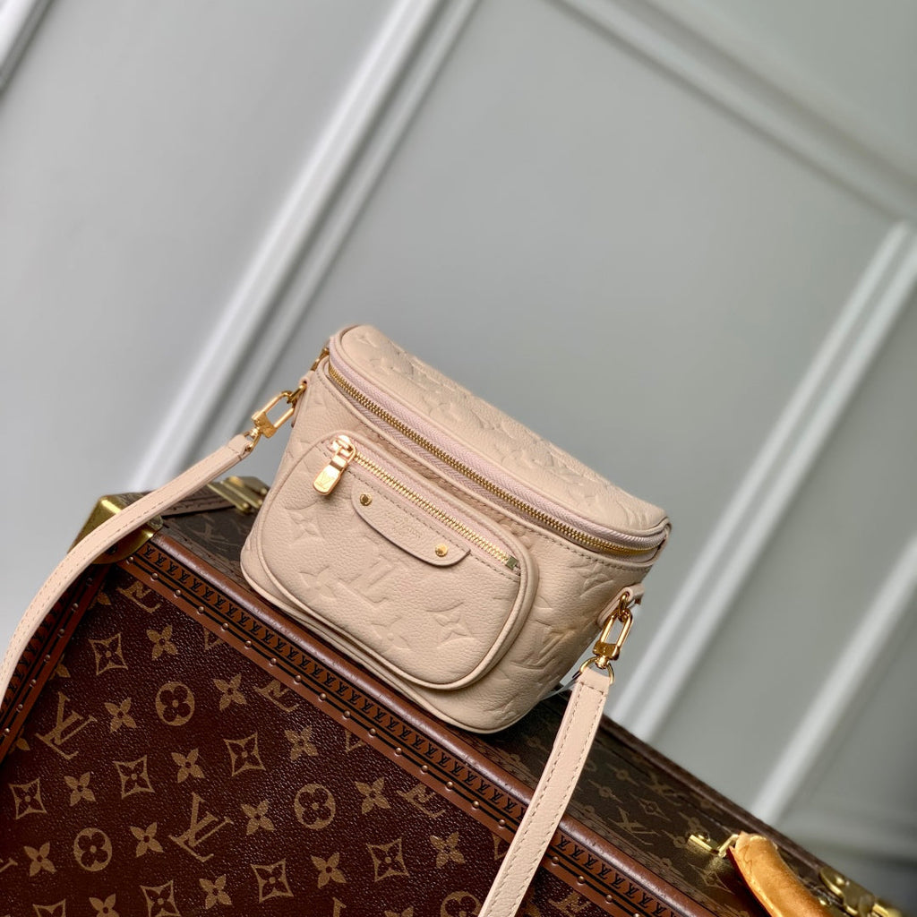 LOUIS VUITTON MINI BUMBAG 17 IN NUDE PINK EMBOSSED MONOGRAM EMPREINTE CALFSKIN