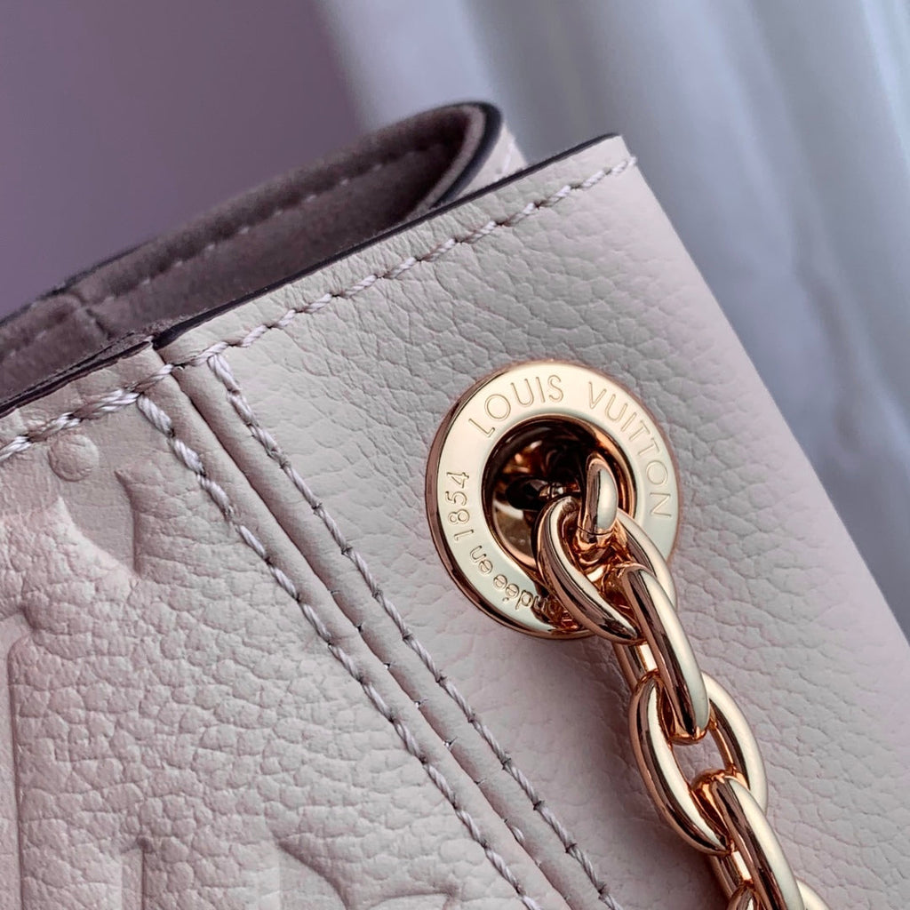 LOUIS VUITTON ANYTIME MM 42 IN NUDE PINK MONOGRAM EMPREINTE CALFSKIN