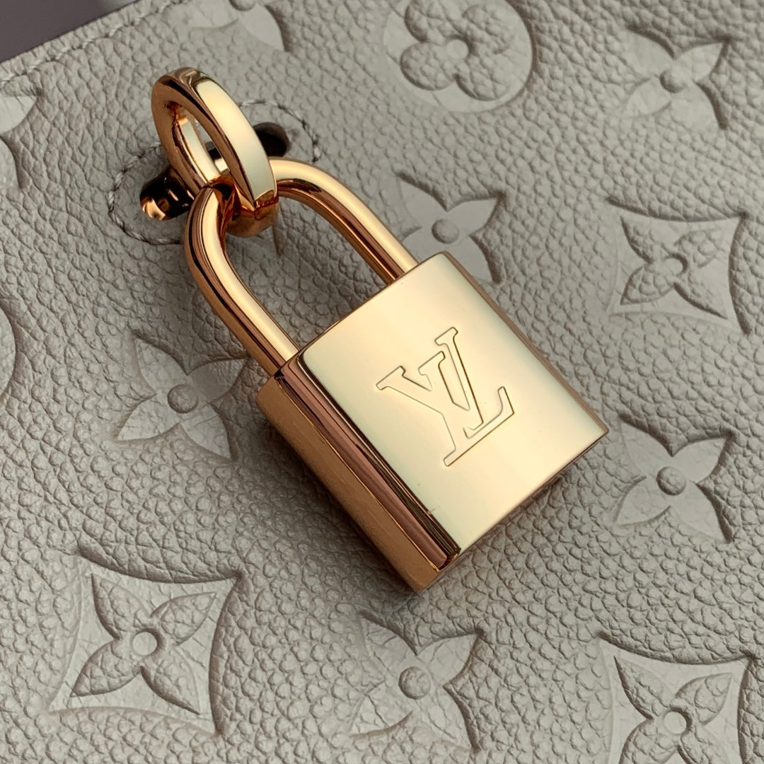 LOUIS VUITTON ANYTIME PM 34 IN ASH BROWN MONOGRAM EMPREINTE CALFSKIN