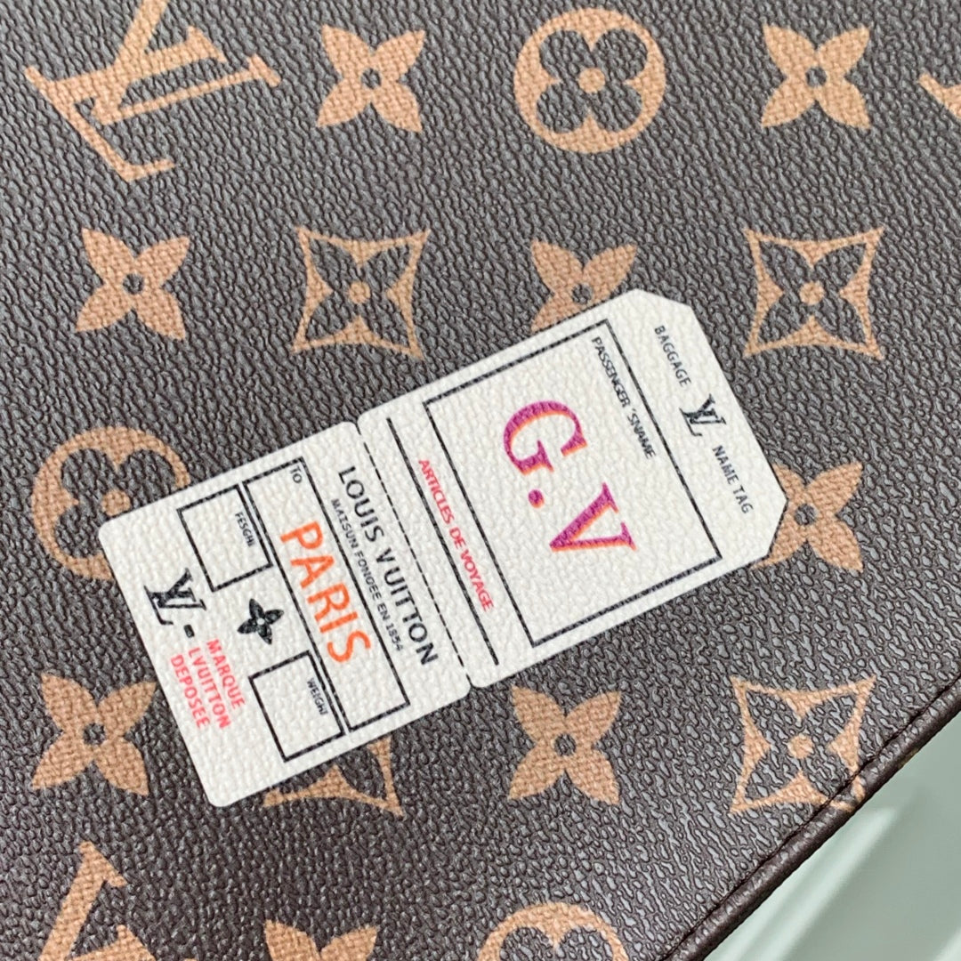 LOUIS VUITTON RIO TOILET POUCH 25 IN BROWN CANVAS MONOGRAM GOLD LOCK