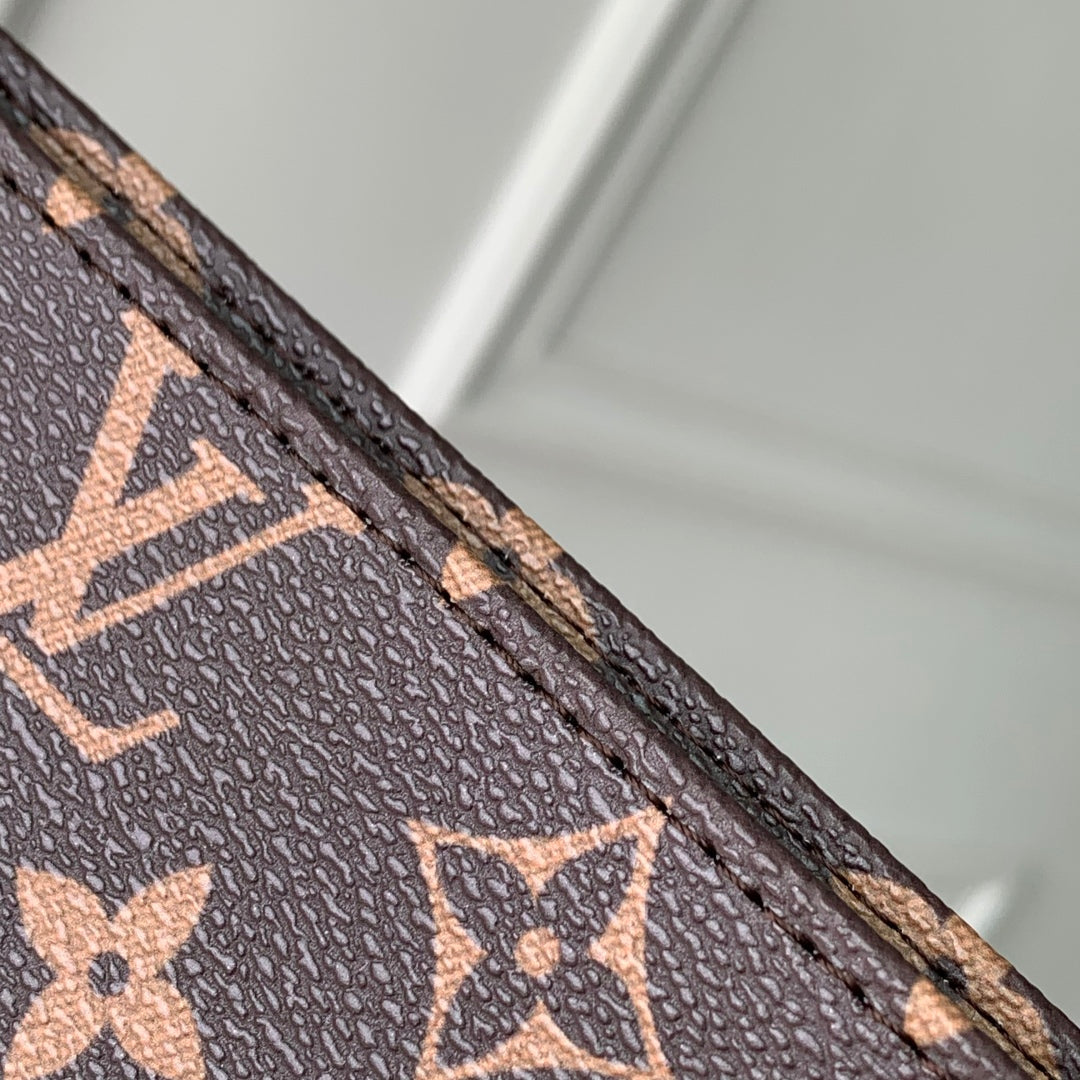 LOUIS VUITTON RIO TOILET POUCH 25 IN BROWN CANVAS MONOGRAM GOLD LOCK