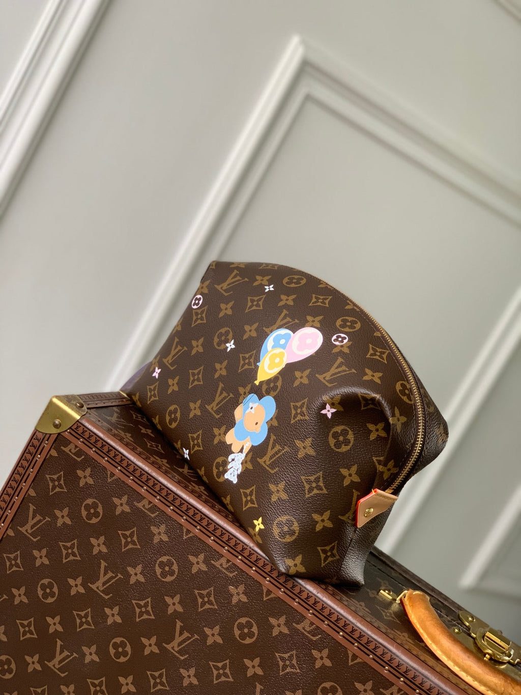 LOUIS VUITTON VIVIENNE 27 IN BROWN MONOGRAM COATED CANVAS GOLD LOCK