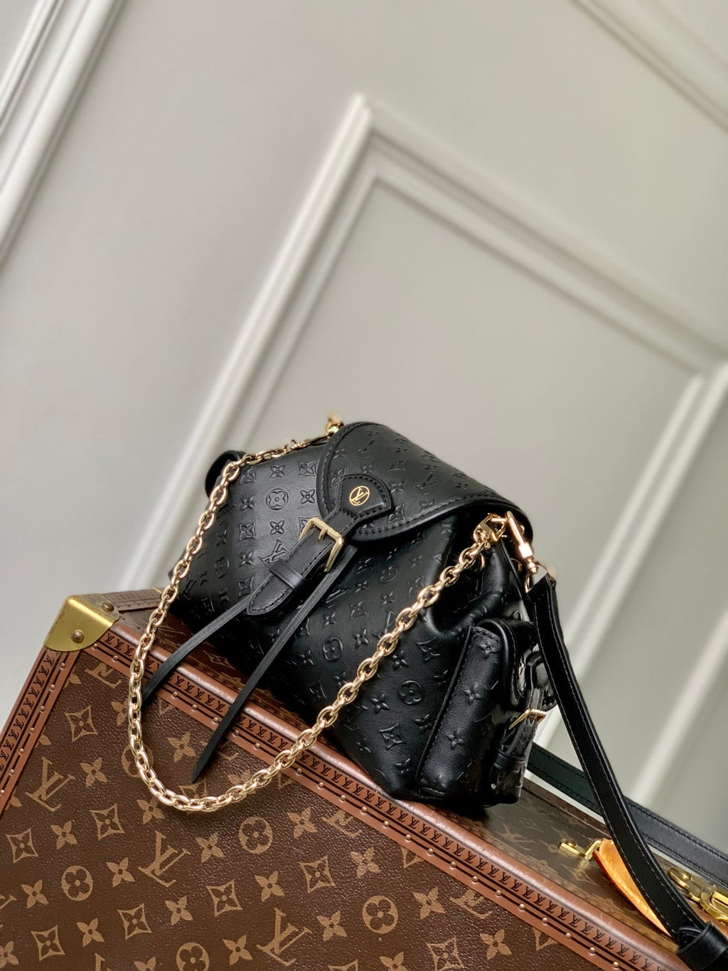 LOUIS VUITTON MONTSOURIS BACKPACK 27 IN BLACK MONOGRAM BOLD COATED CALFSKIN