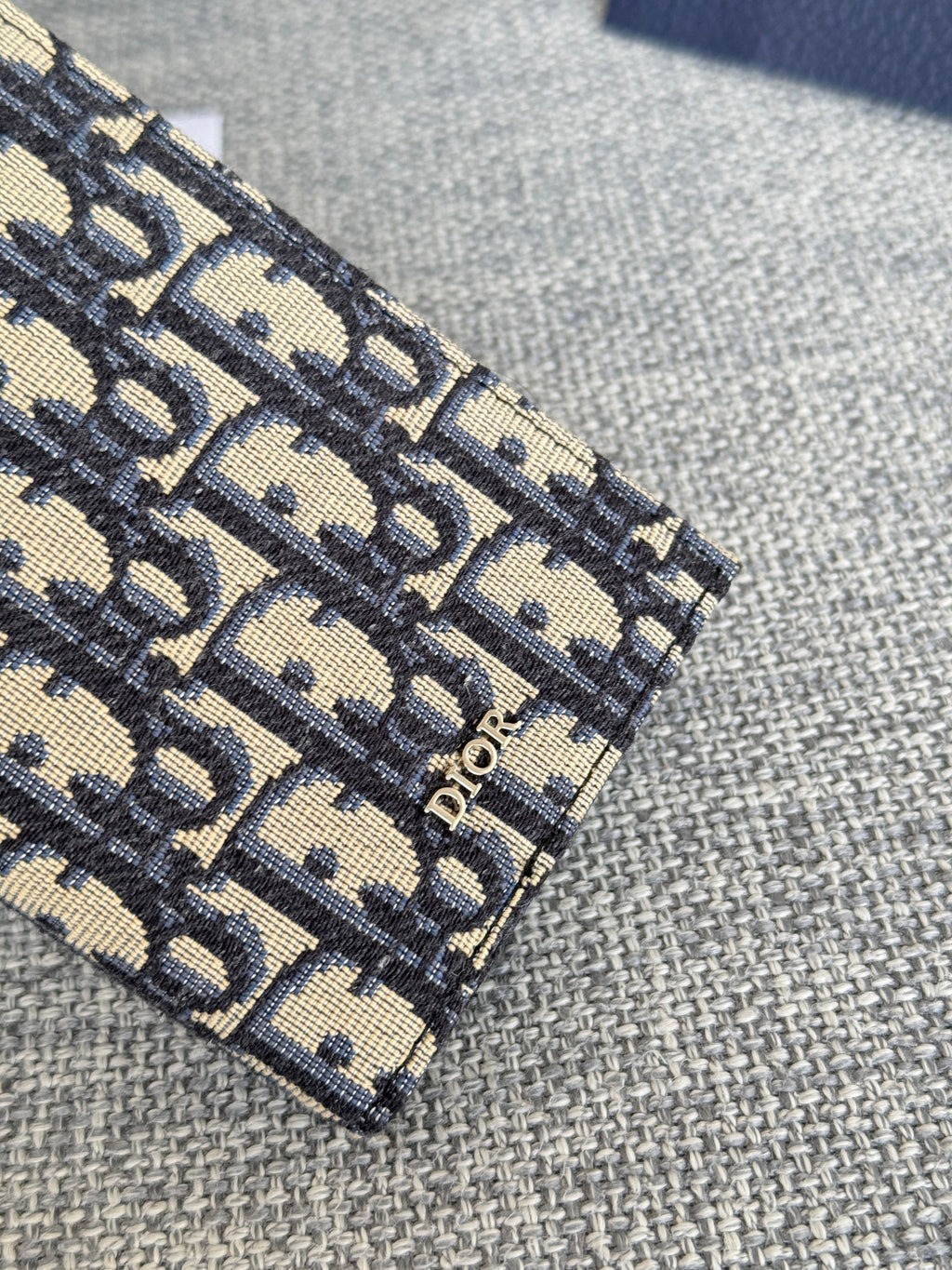 DIOR VERTICAL LONG WALLET 19 IN BLUE MONOGRAM OBLIQUE JACQUARD