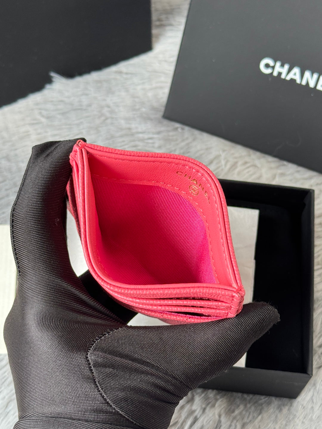 CHANEL 25S CARD HOLDER 11 IN WATERMELON CAVIAR GOLD HARDWARE