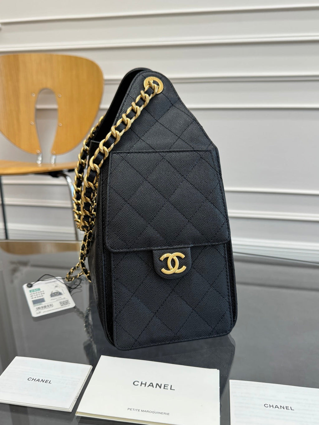 CHANEL 25S HOBO BAG 30 IN BLACK CAVIAR