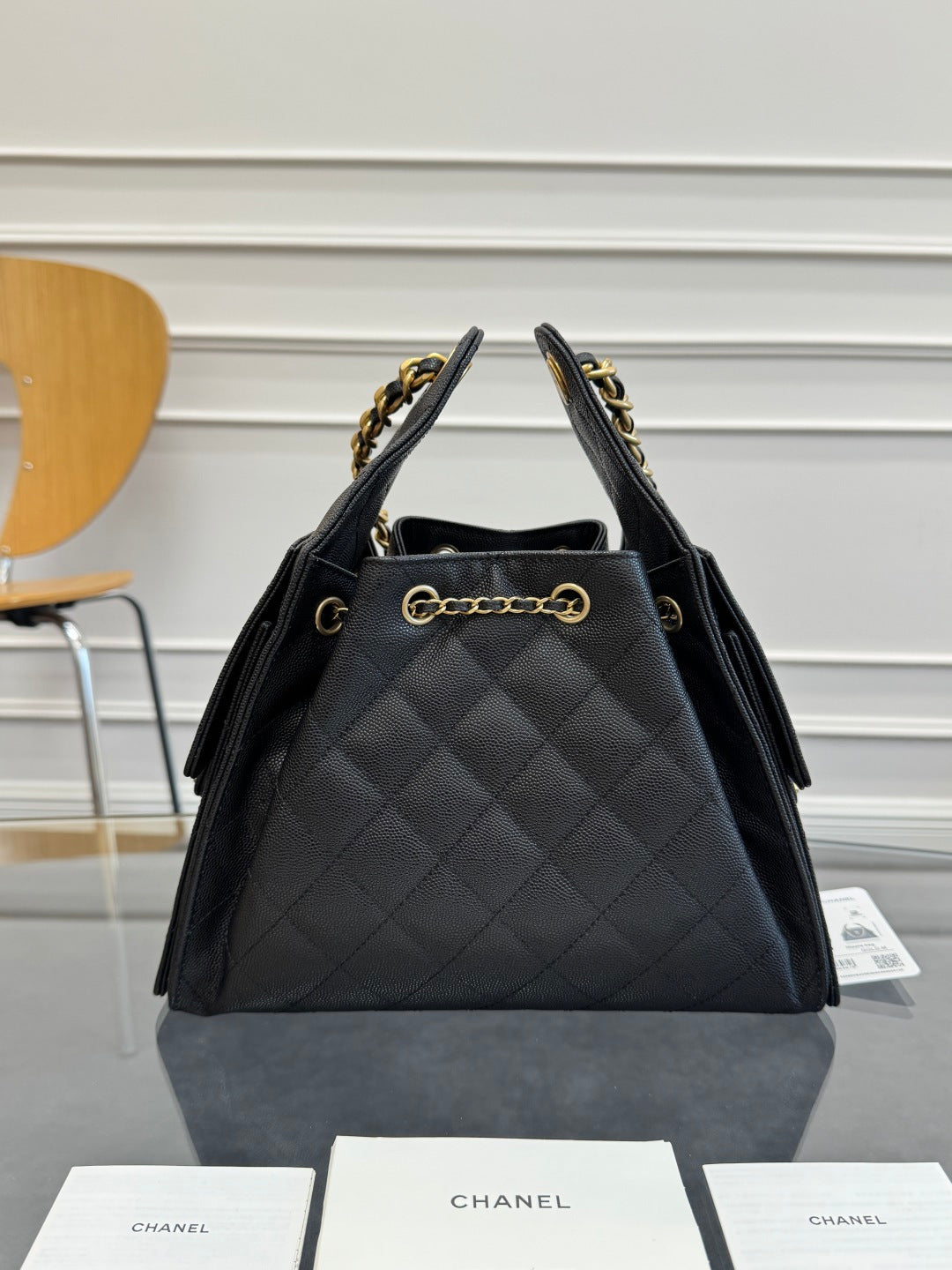 CHANEL 25S HOBO BAG 30 IN BLACK CAVIAR