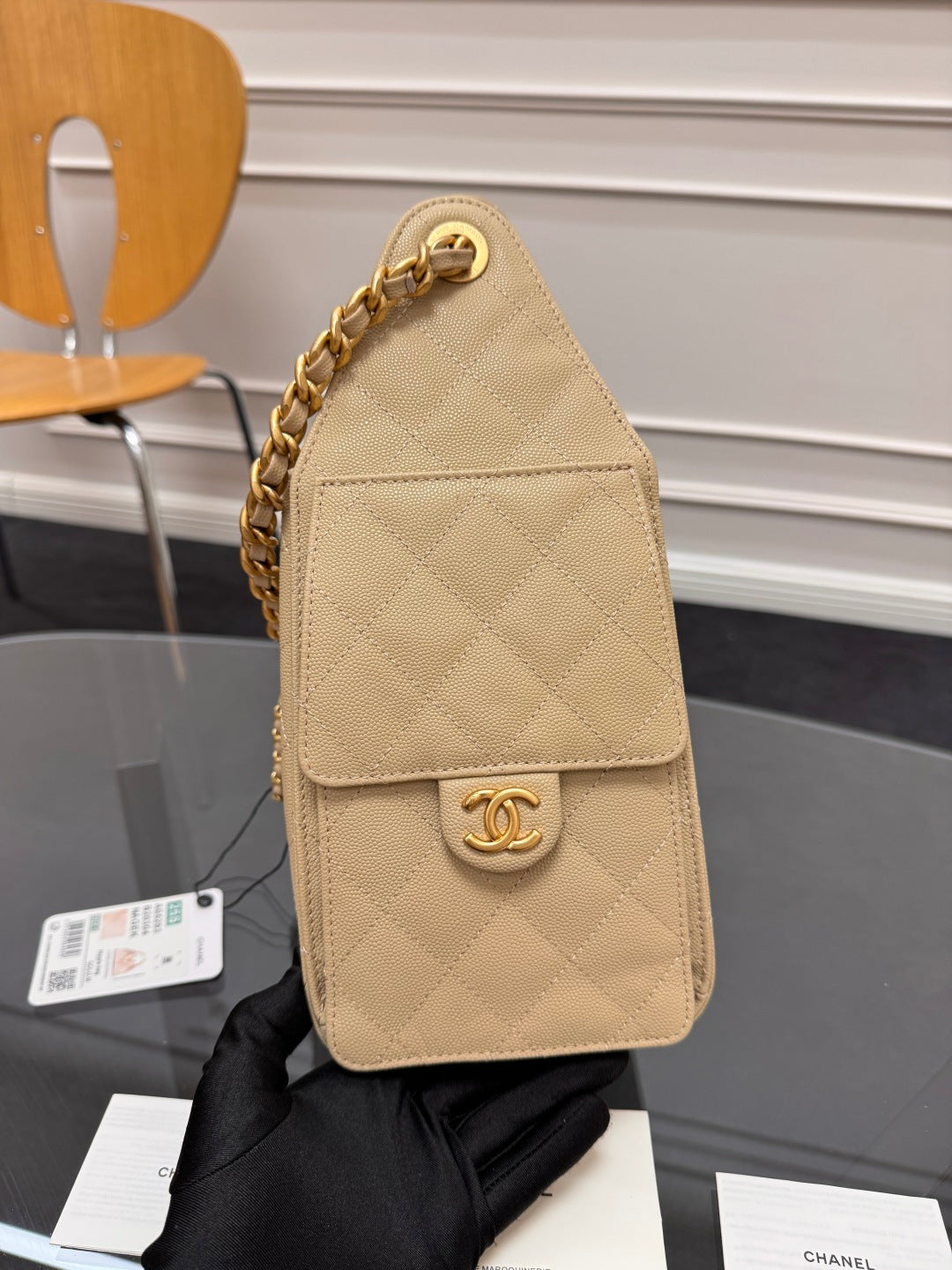 CHANEL 25S HOBO BAG 30 IN GOLDEN BEIGE CAVIAR WITH GOLD HARDWARE
