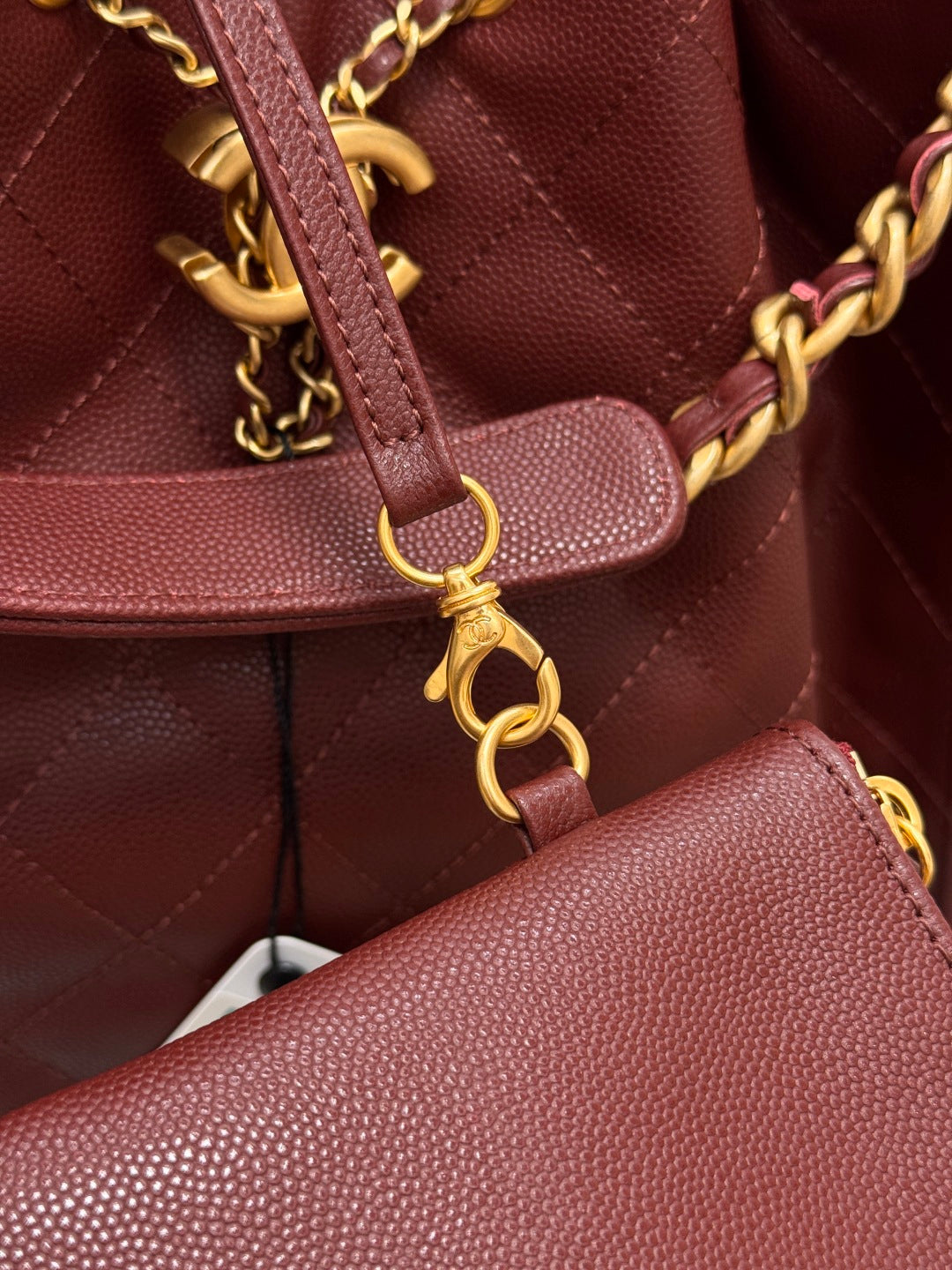 CHANEL 25S HOBO BAG 40 IN DARK RED CAVIAR WITH GOLD HARDWARE