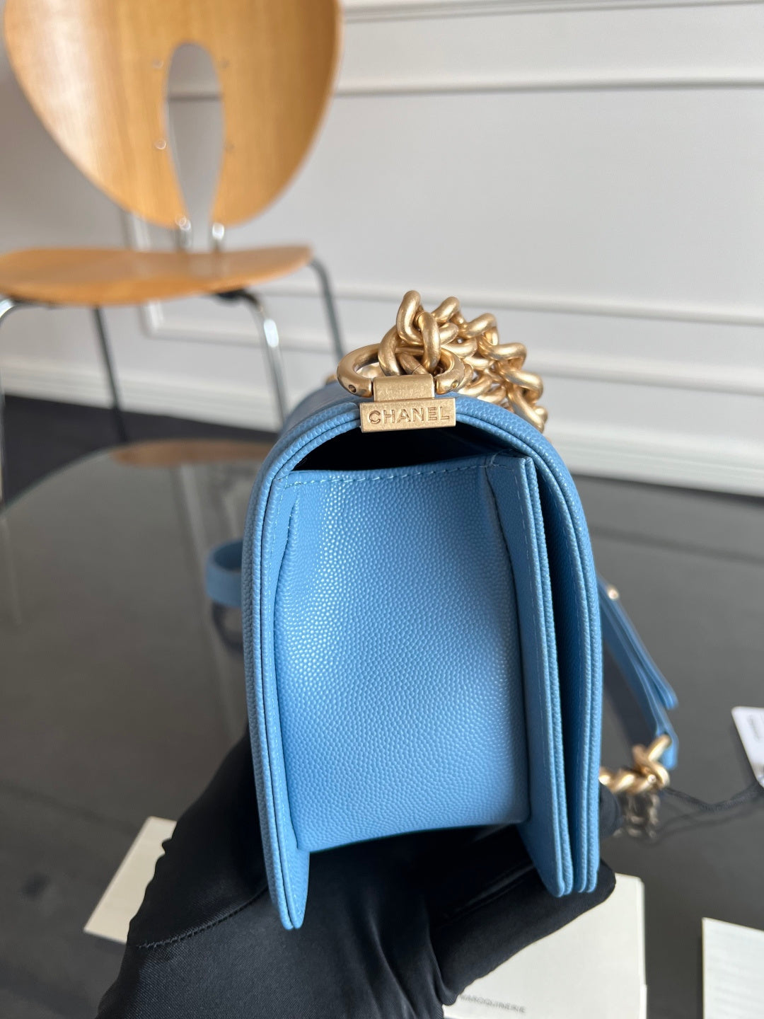 CHANEL 25S BOY BAG 25 IN BLUE CAVIAR