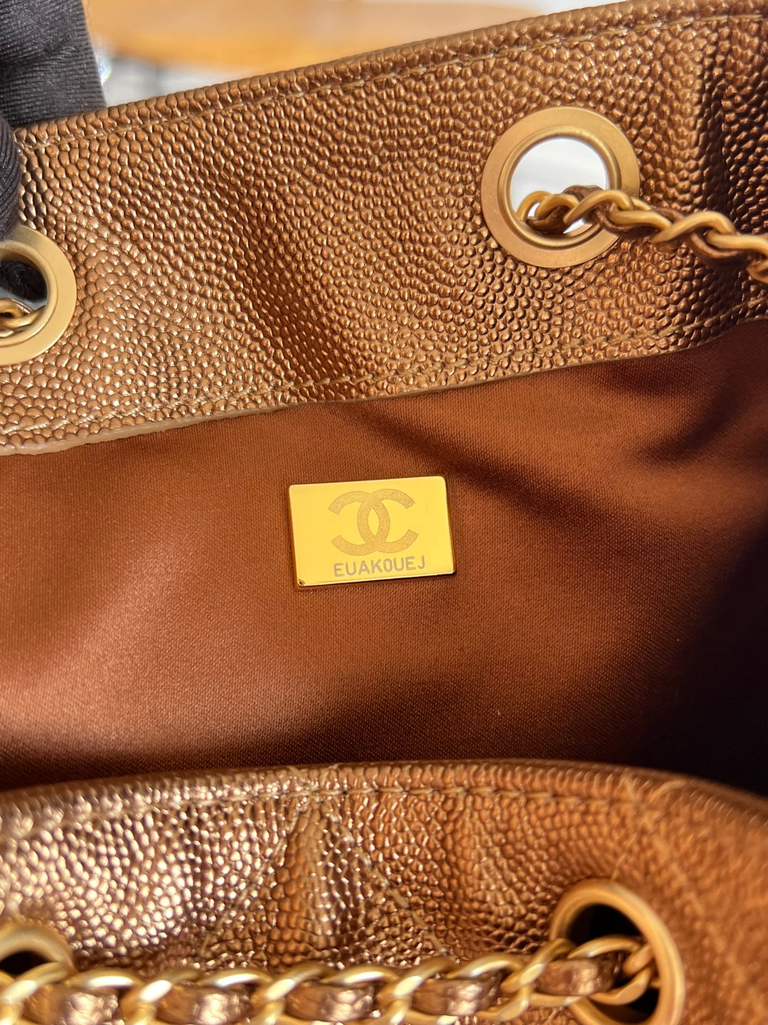 CHANEL 25S HOBO BAG 40 IN METALLIC BROWN CAVIAR WITH GOLD HARDWARE