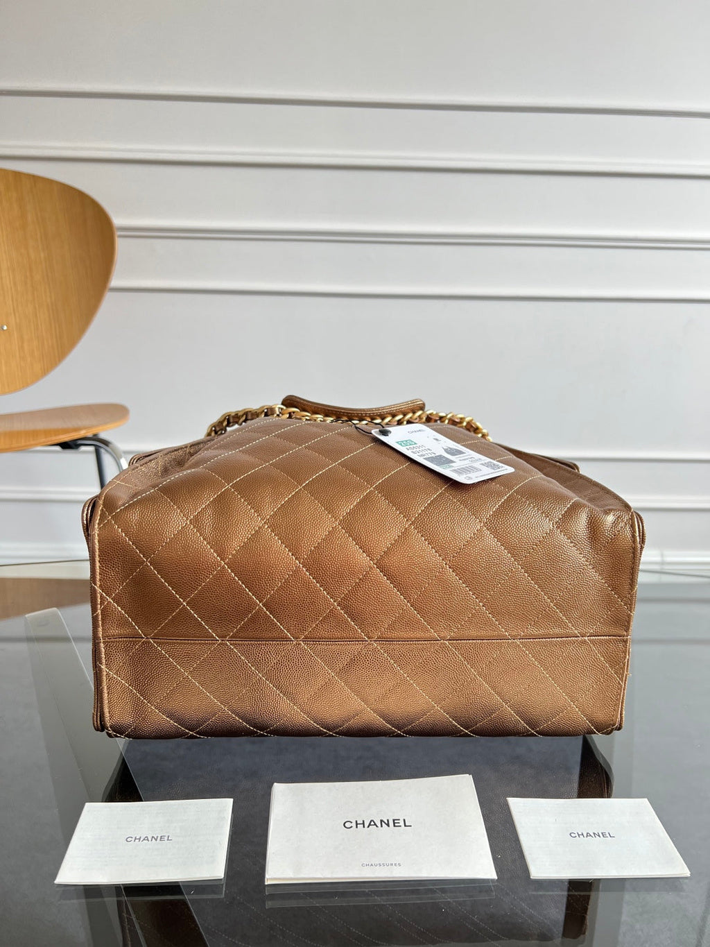 CHANEL 25S HOBO BAG 40 IN METALLIC BROWN CAVIAR WITH GOLD HARDWARE