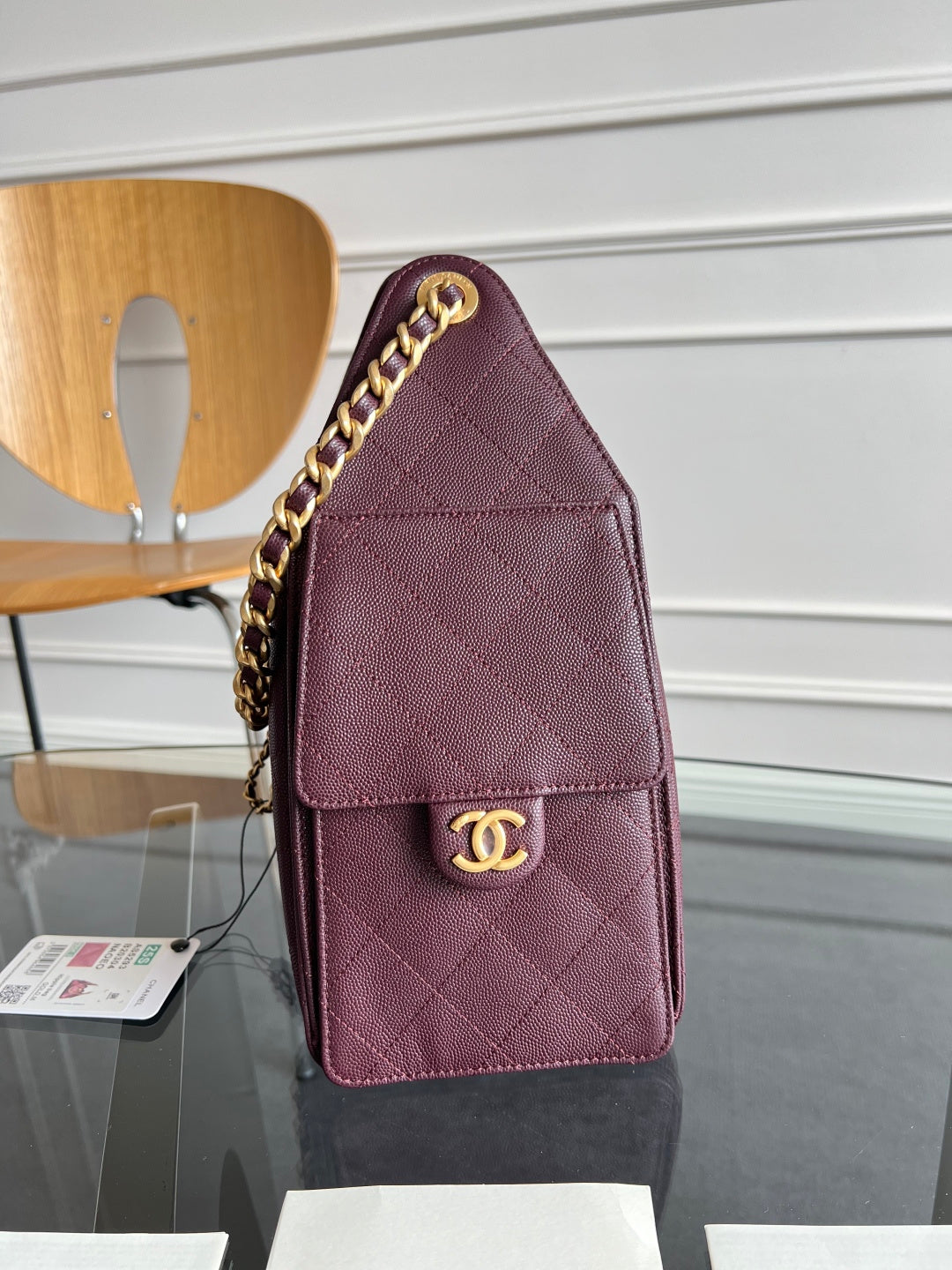CHANEL 25S HOBO BAG 30 IN DARK RED CAVIAR