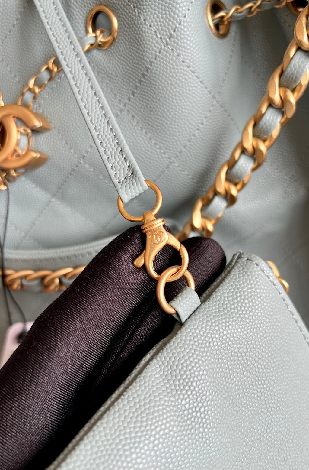 CHANEL 25S HOBO BAG 40 IN SOFT TEAL BLUE CAVIAR WITH GOLD HARDWARE