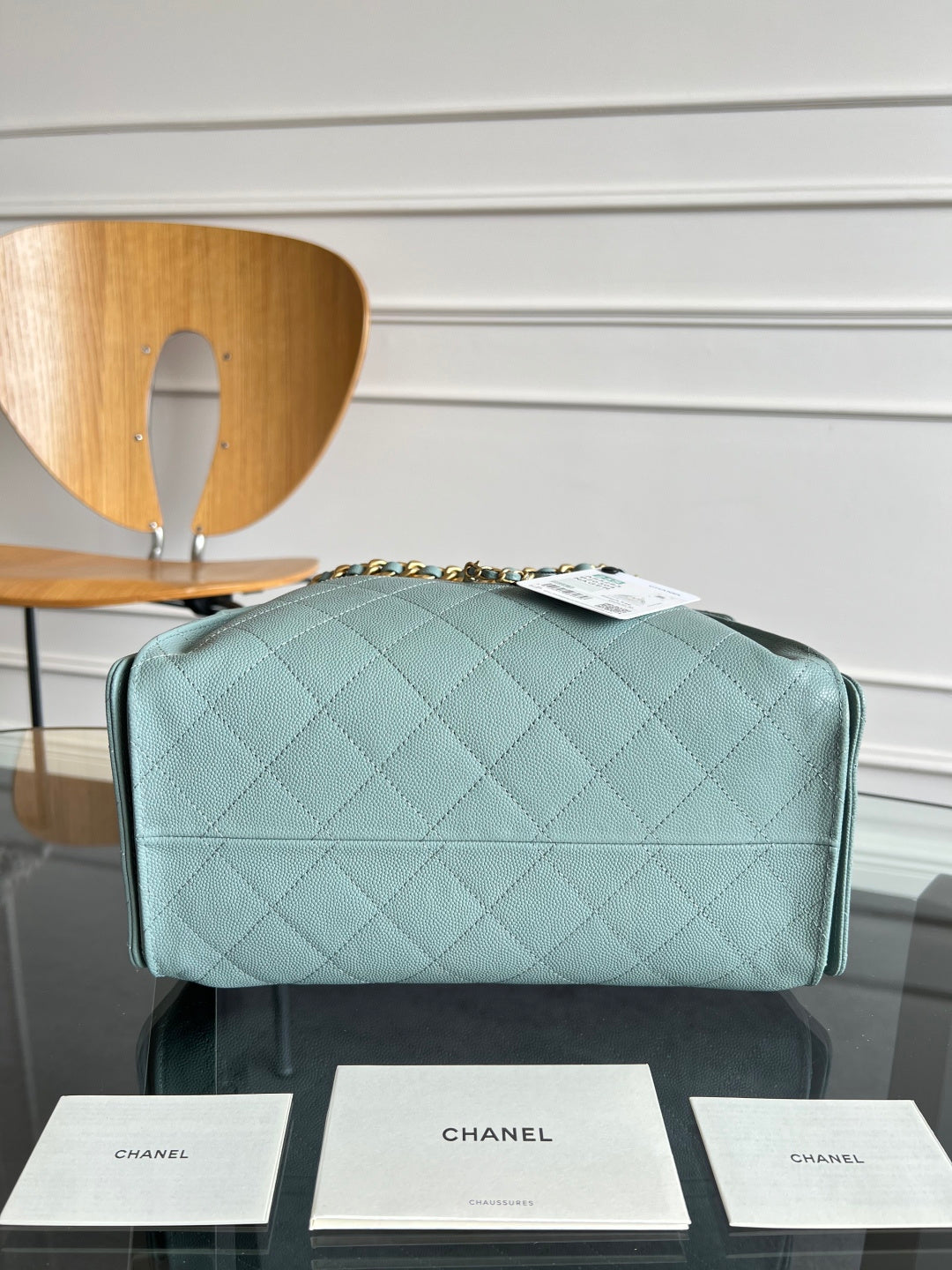 CHANEL 25S HOBO BAG 30 IN SOFT TEAL BLUE CAVIAR WITH GOLD HARDWARE