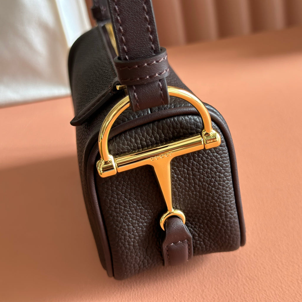 GUCCI 26S SHOULDER BAG 19 IN BLACK BROWN CALFSKIN