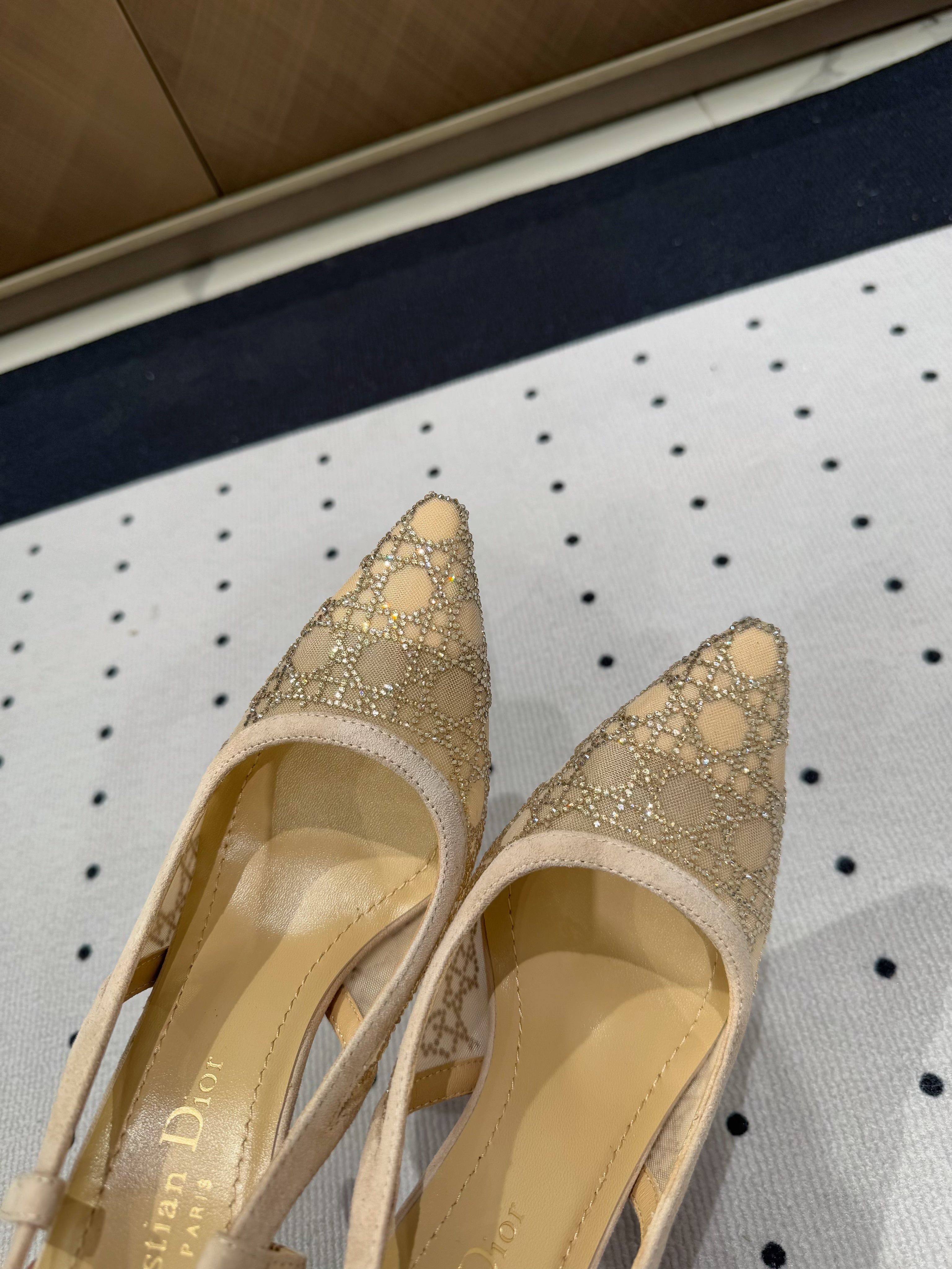 DIOR HIGH HEELS SLINGBACK IN CAMEL BEIGE LAMB SUEDE 10 CM