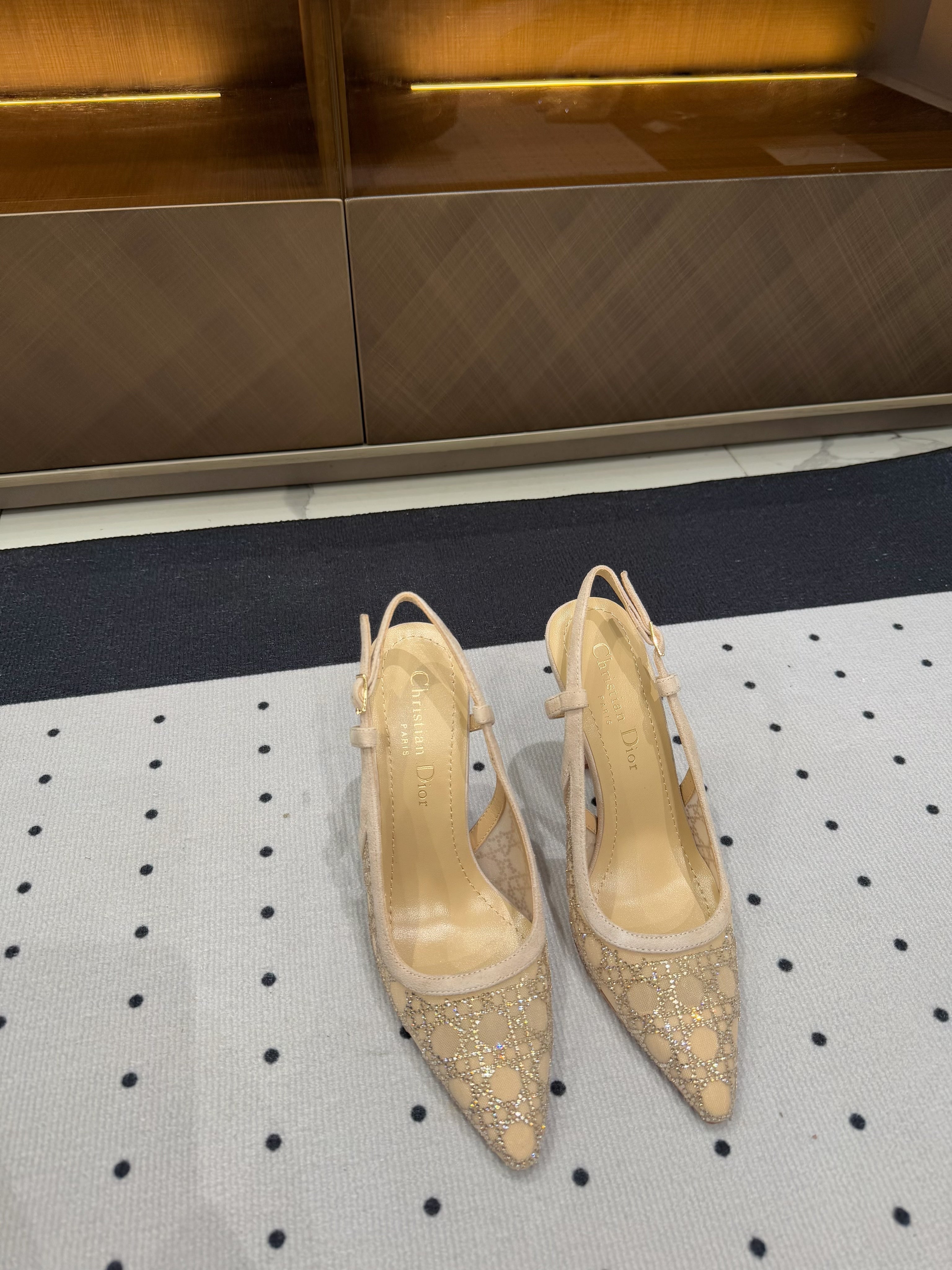 DIOR HIGH HEELS SLINGBACK IN CAMEL BEIGE LAMB SUEDE 10 CM