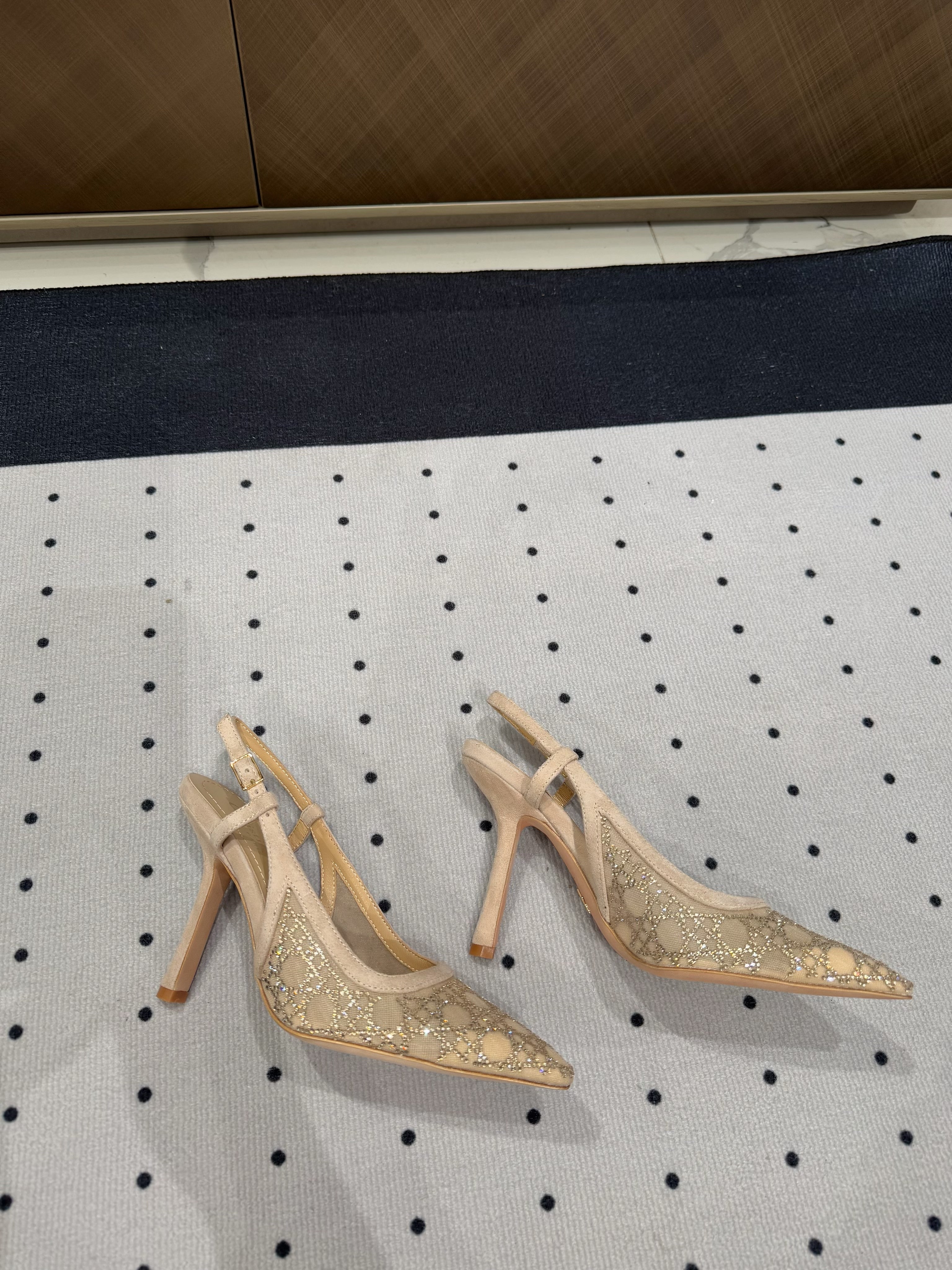 DIOR HIGH HEELS SLINGBACK IN CAMEL BEIGE LAMB SUEDE 10 CM