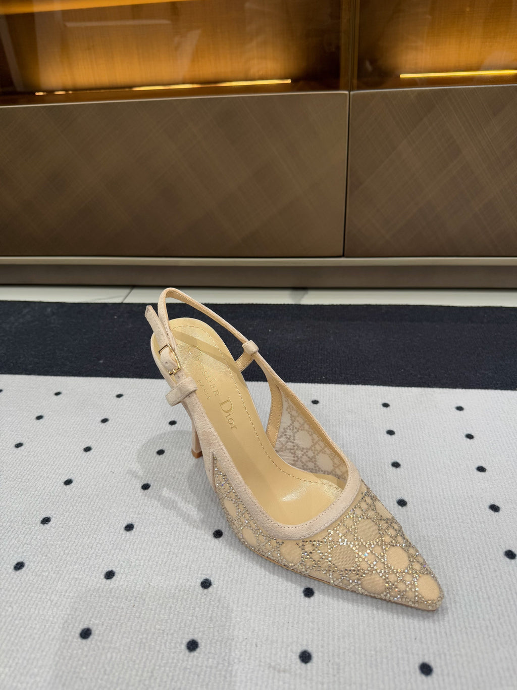 DIOR HIGH HEELS SLINGBACK IN CAMEL BEIGE LAMB SUEDE 10 CM
