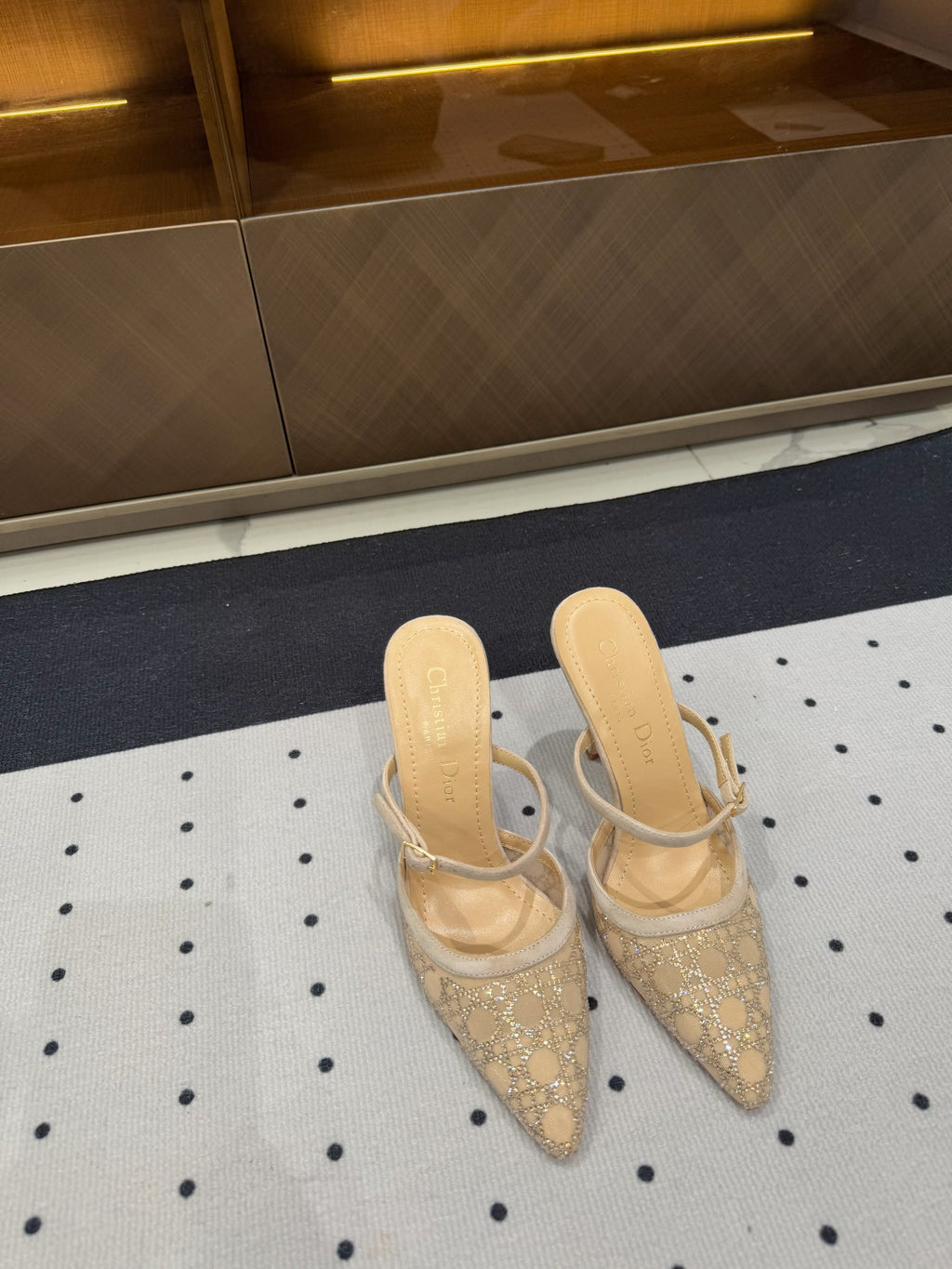 DIOR HIGH HEELS MULE IN CAMEL BEIGE LAMB SUEDE 10 CM