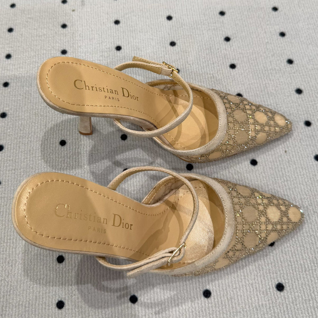 DIOR HIGH HEELS MULE IN CAMEL BEIGE LAMB SUEDE 10 CM