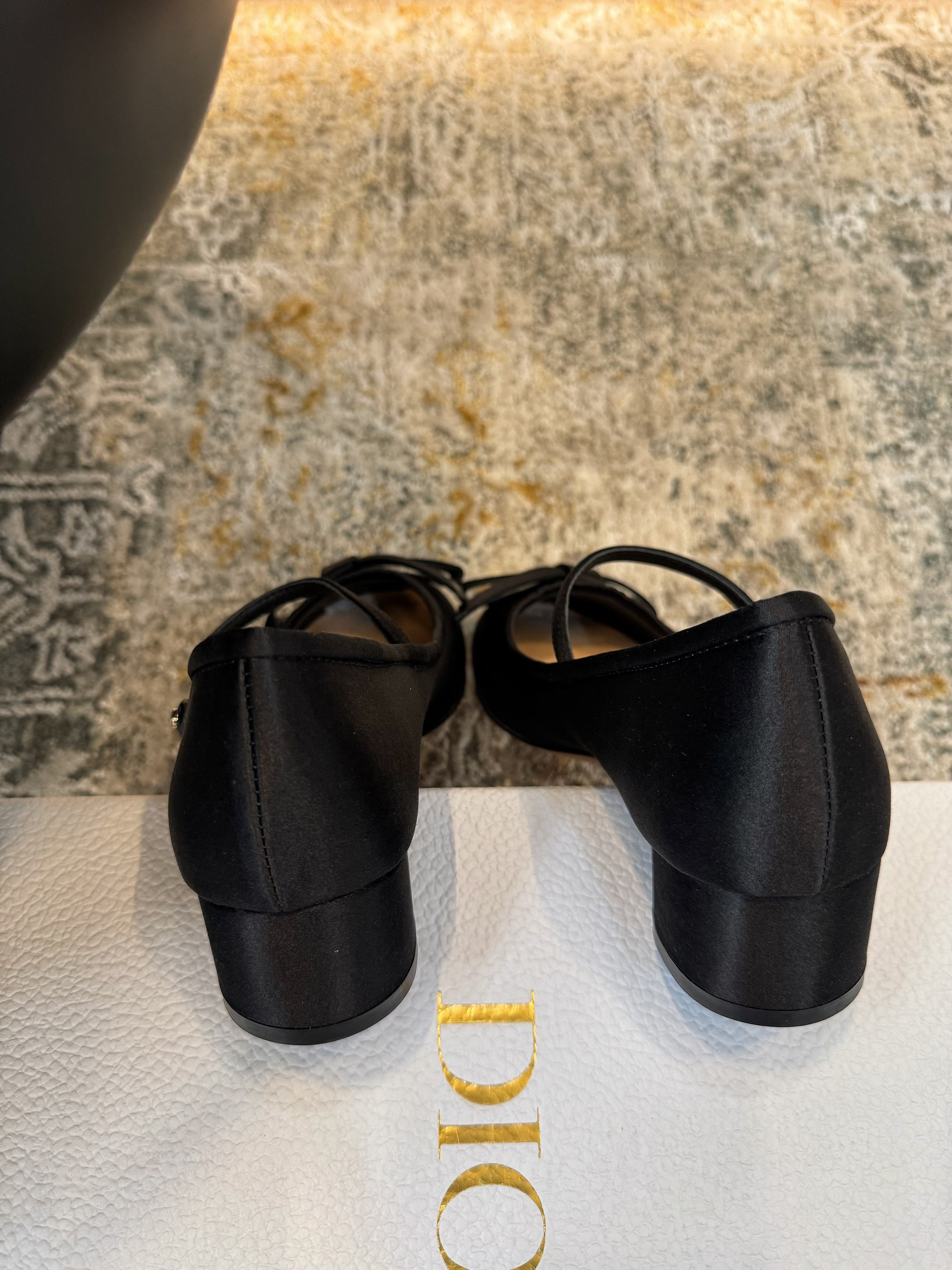 DIOR 25S LOVELY‑D BALLET FLAT 45MM IN BLACK SATIN
