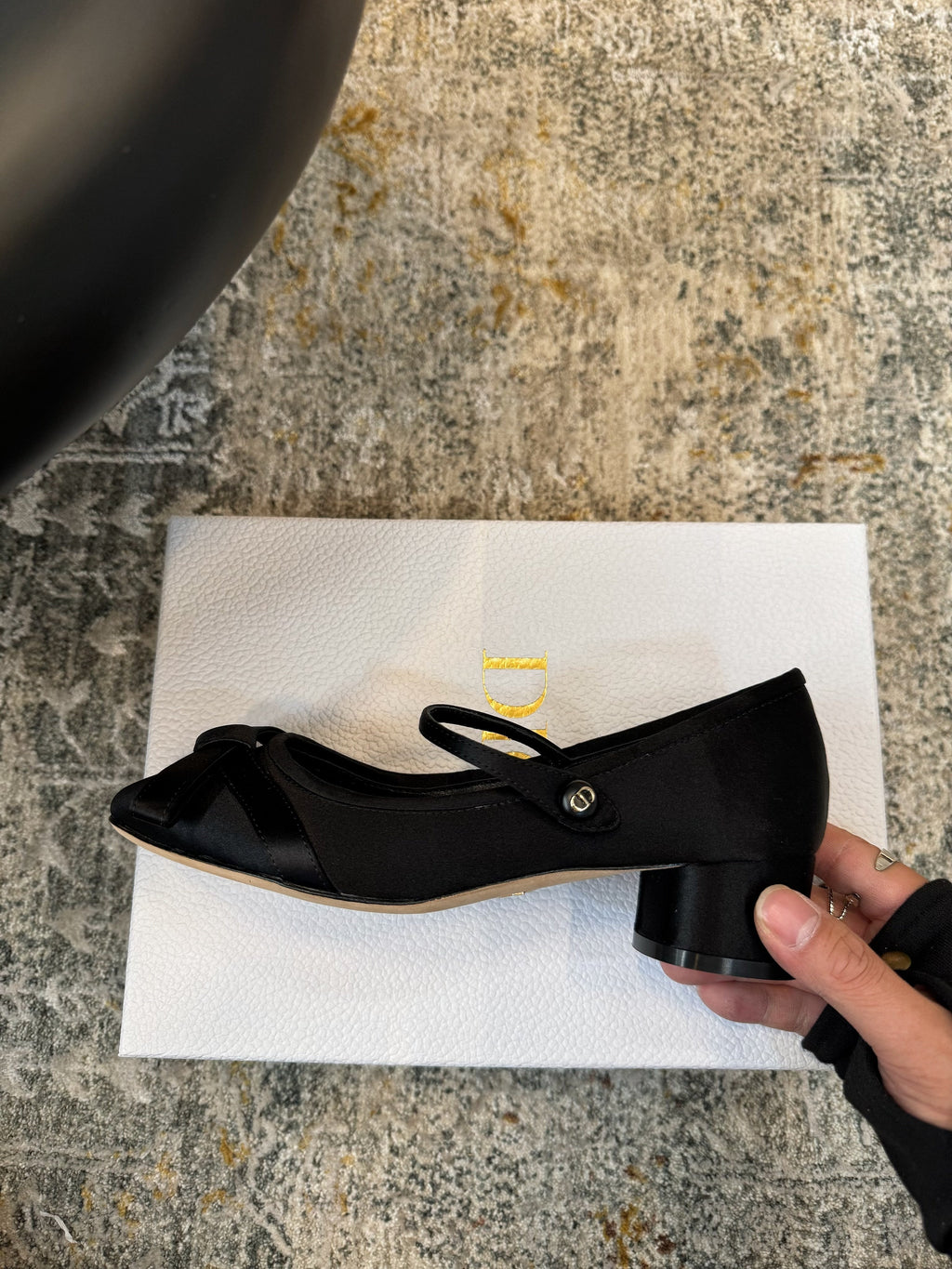 DIOR 25S LOVELY‑D BALLET FLAT 45MM IN BLACK SATIN