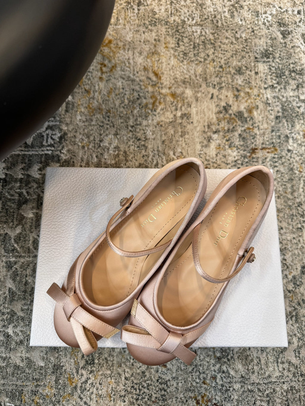DIOR 25S LOVELY‑D BALLET FLAT 45MM IN NUDE SATIN