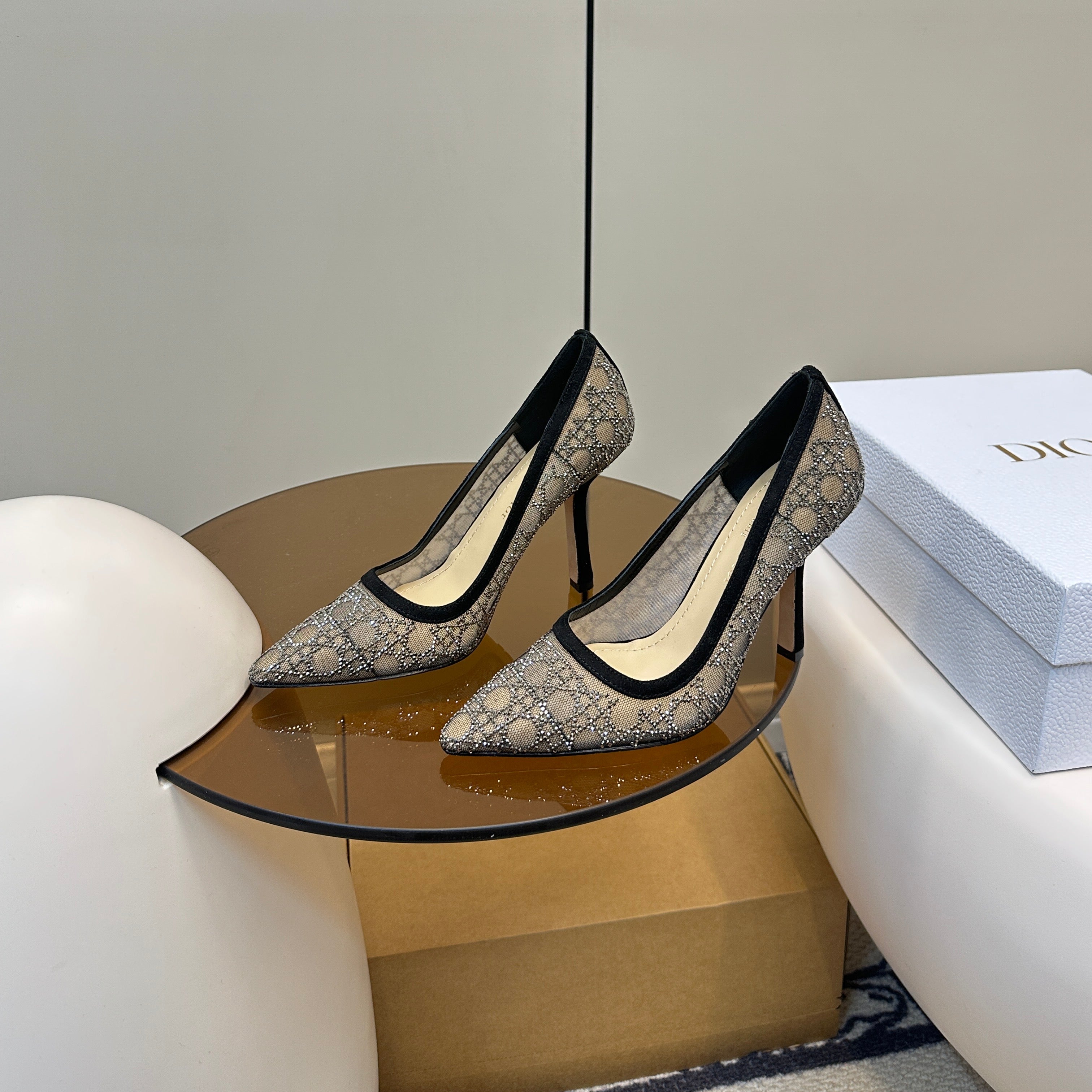 DIOR HIGH HEELS PUMP IN BLACK LAMB SUEDE 10 CM