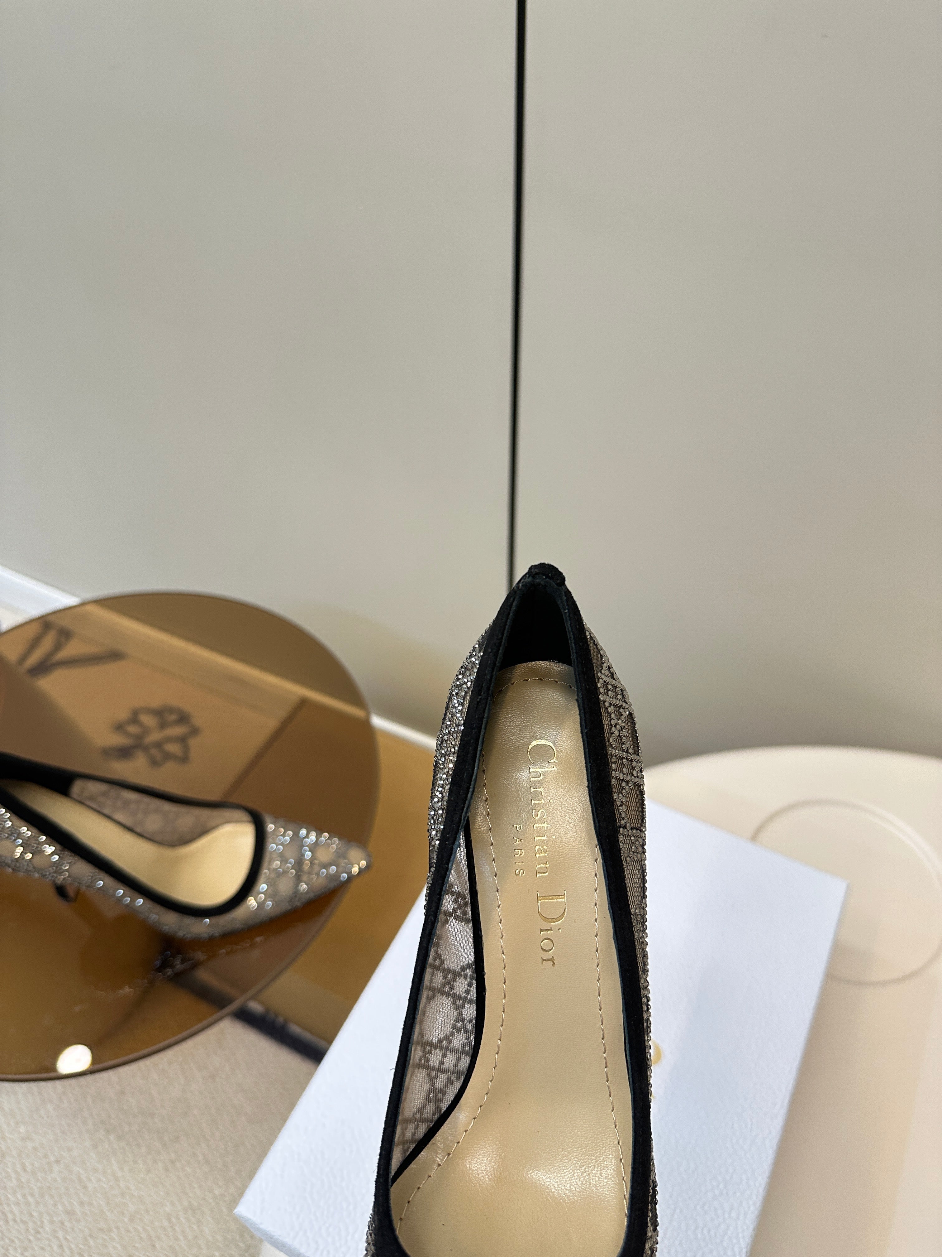 DIOR HIGH HEELS PUMP IN BLACK LAMB SUEDE 10 CM