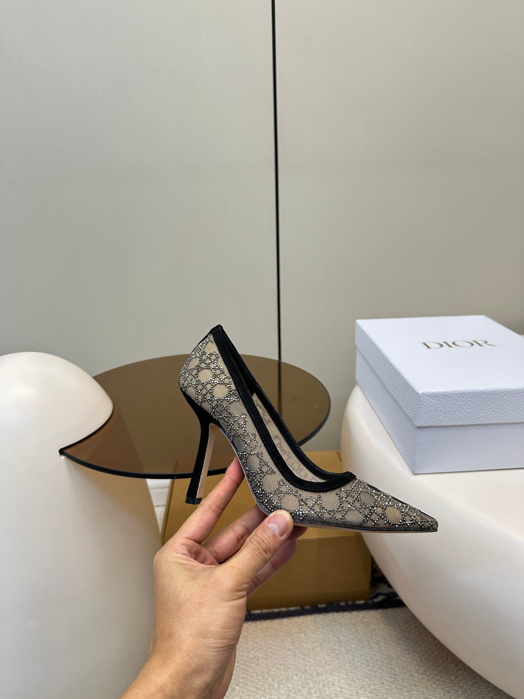 DIOR HIGH HEELS PUMP IN BLACK LAMB SUEDE 10 CM