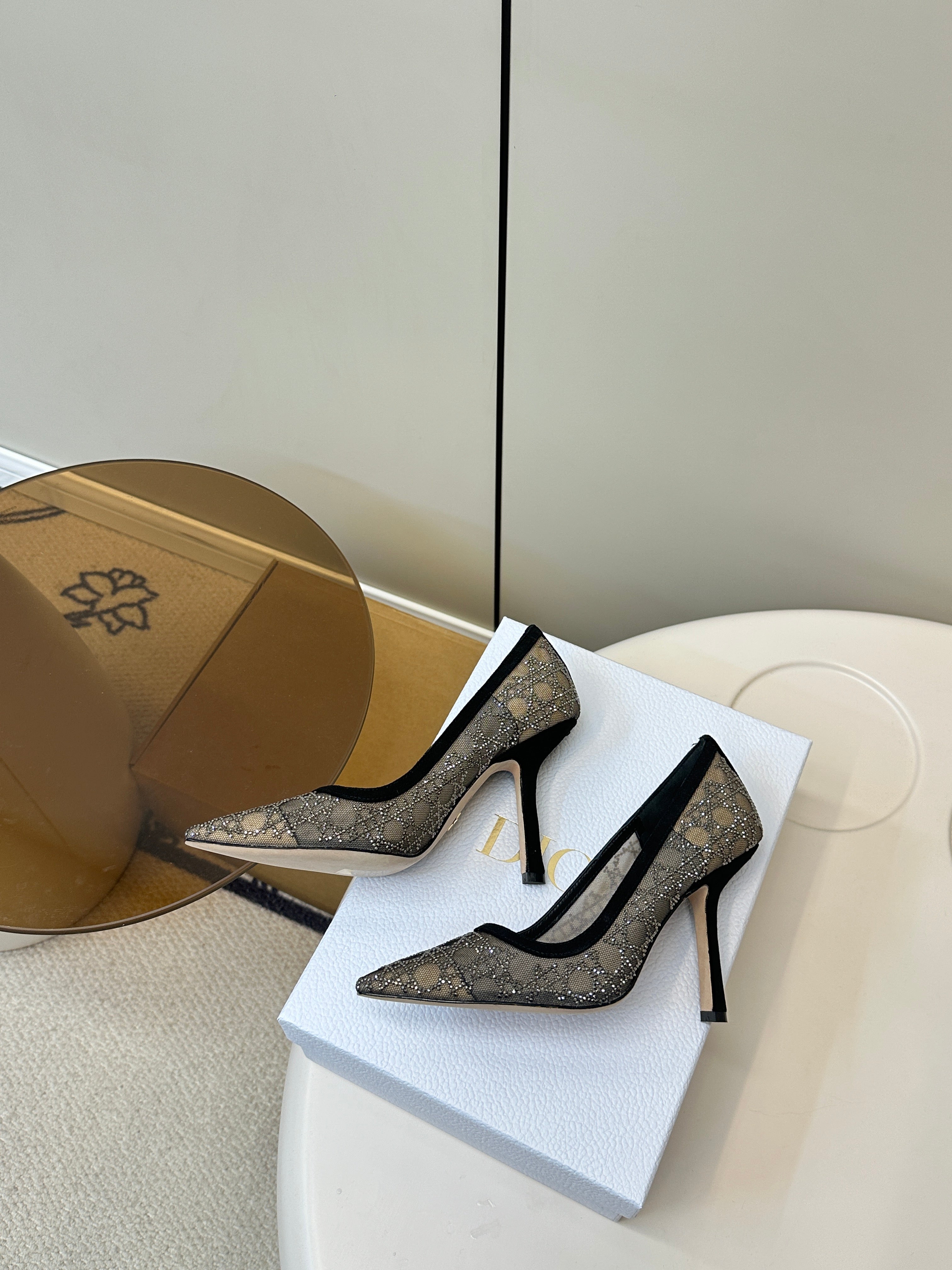 DIOR HIGH HEELS PUMP IN BLACK LAMB SUEDE 10 CM