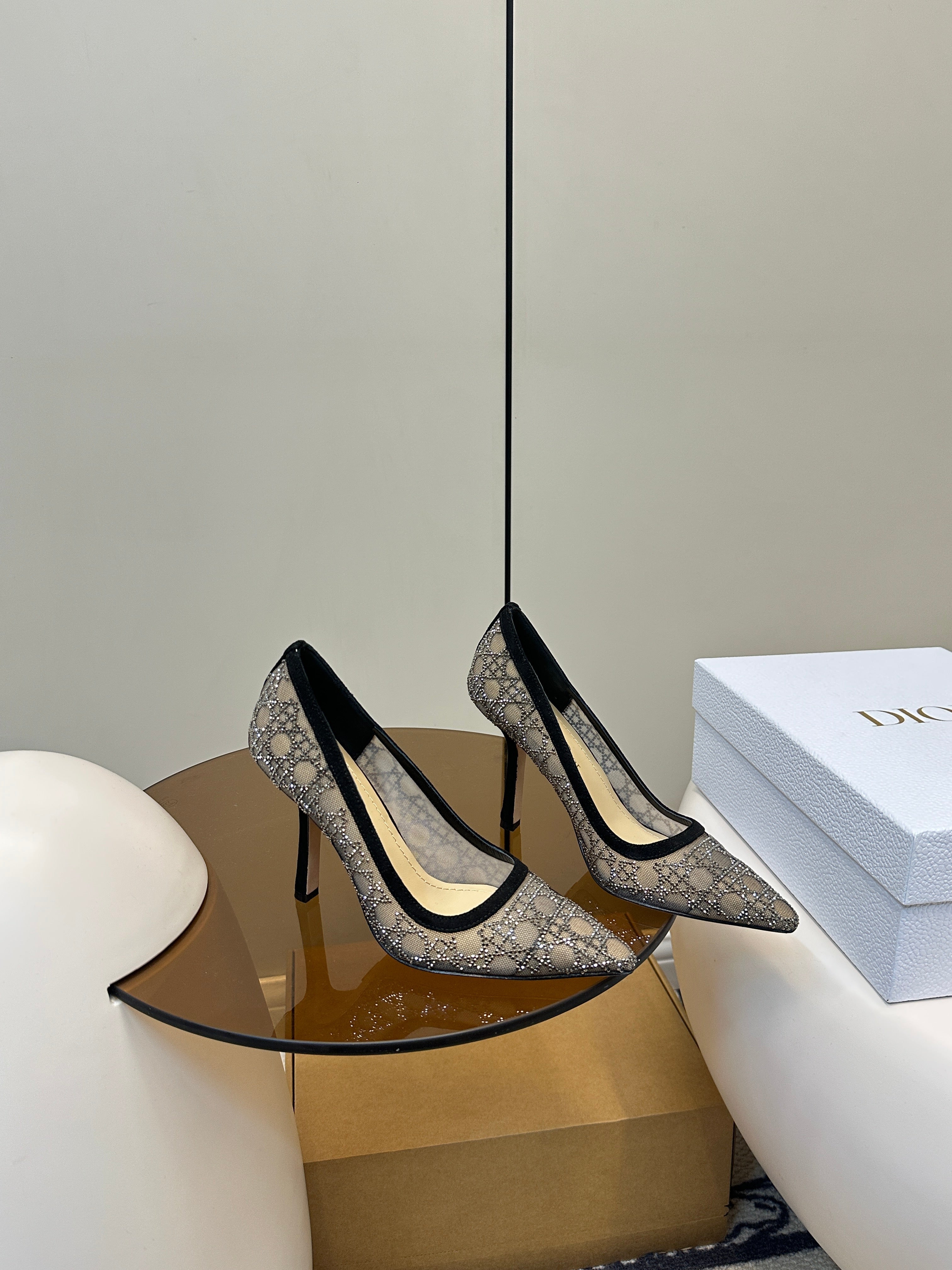 DIOR HIGH HEELS PUMP IN BLACK LAMB SUEDE 10 CM