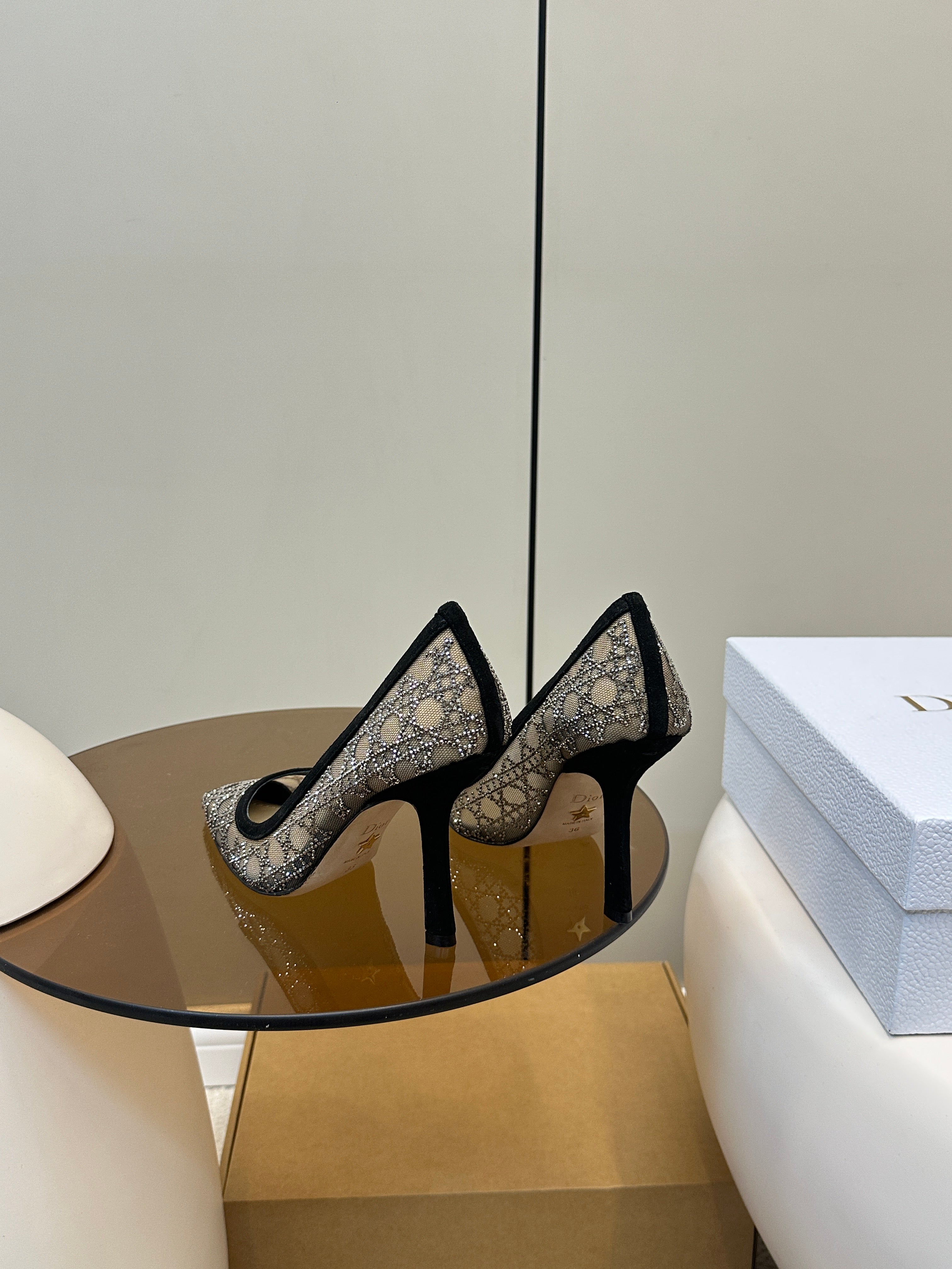 DIOR HIGH HEELS PUMP IN BLACK LAMB SUEDE 10 CM