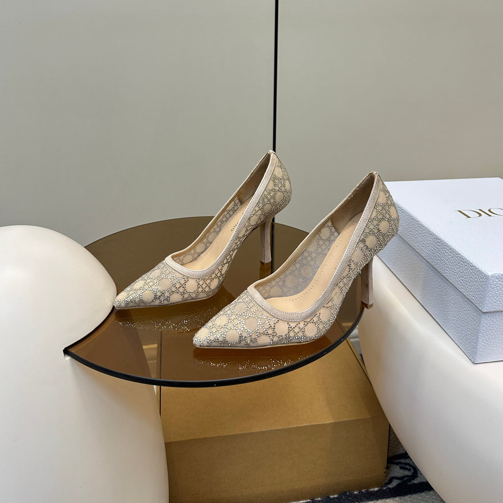 DIOR HIGH HEELS PUMP IN CAMEL BEIGE LAMB SUEDE 10 CM
