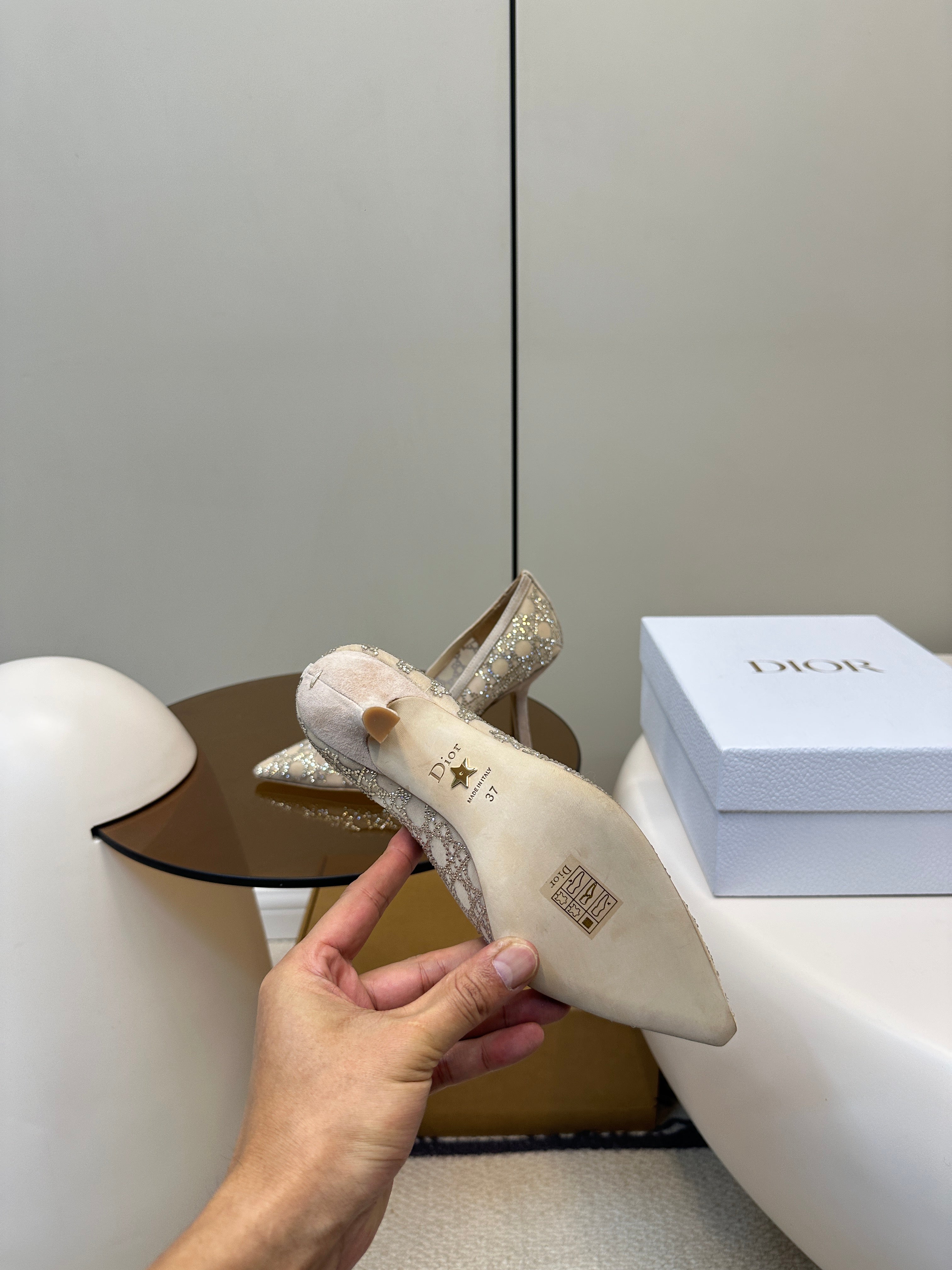 DIOR HIGH HEELS PUMP IN CAMEL BEIGE LAMB SUEDE 10 CM
