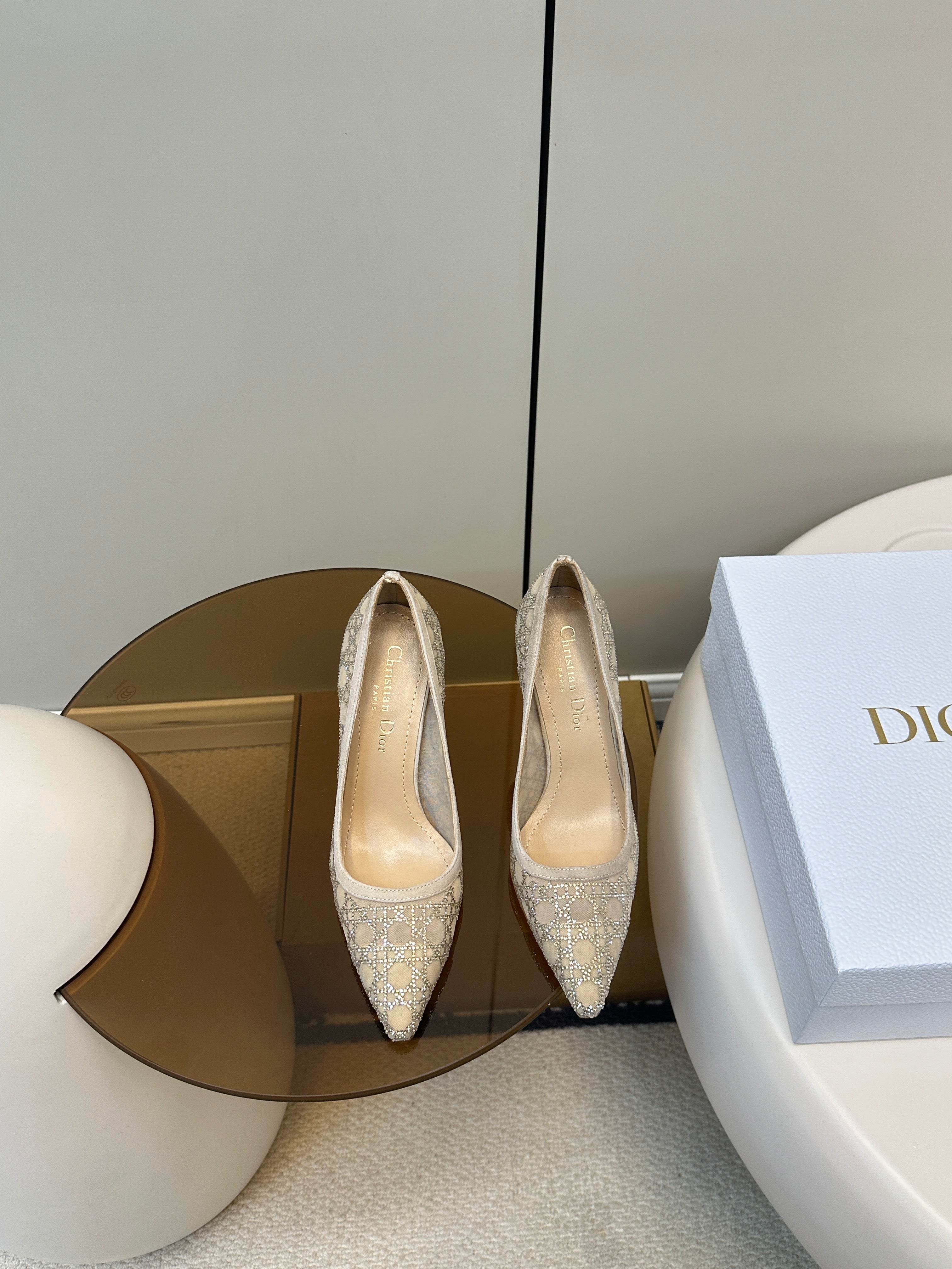 DIOR HIGH HEELS PUMP IN CAMEL BEIGE LAMB SUEDE 10 CM