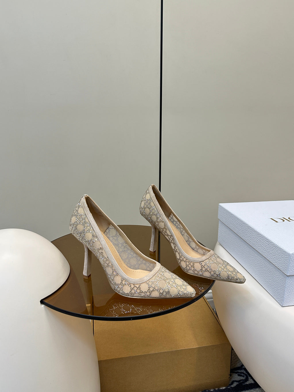 DIOR HIGH HEELS PUMP IN CAMEL BEIGE LAMB SUEDE 10 CM