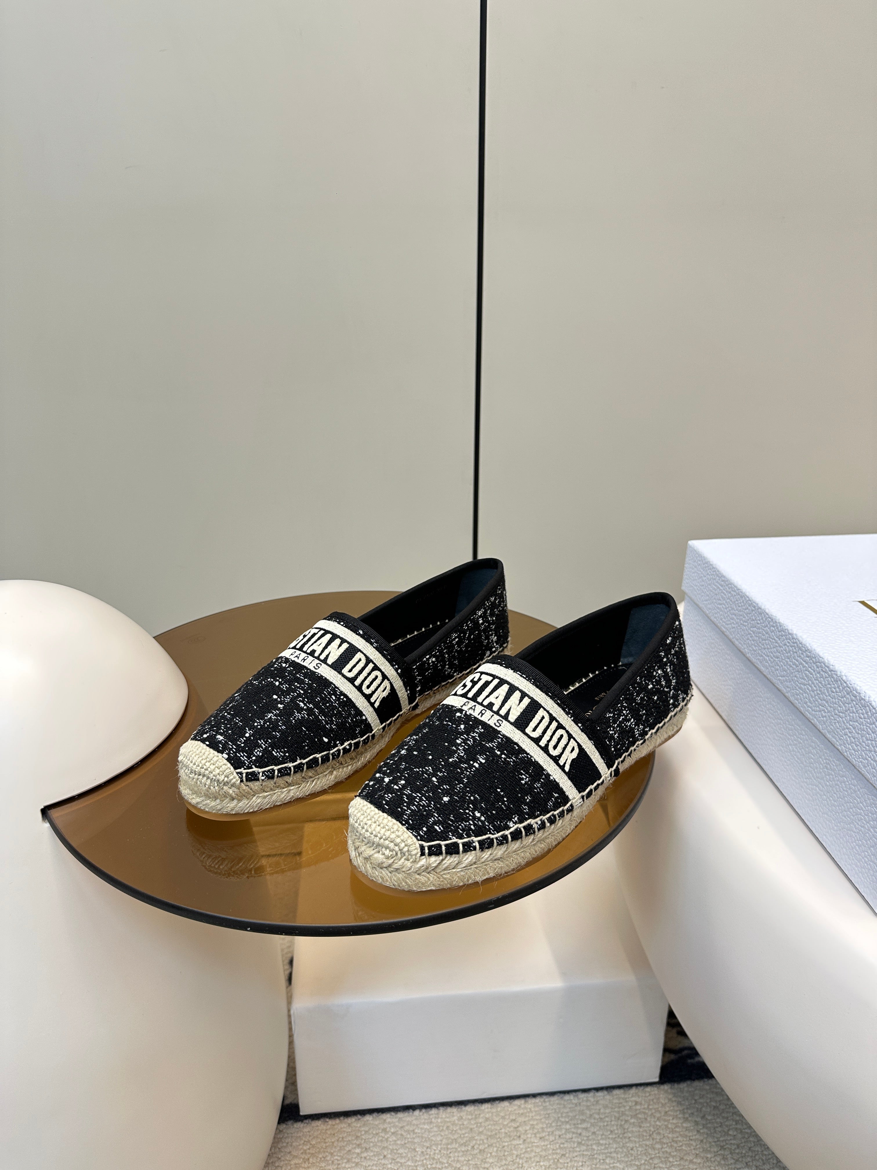 DIOR GRANVILLE ESPADRILLE BLACK OBLIQUE EMBROIDERED COTTON