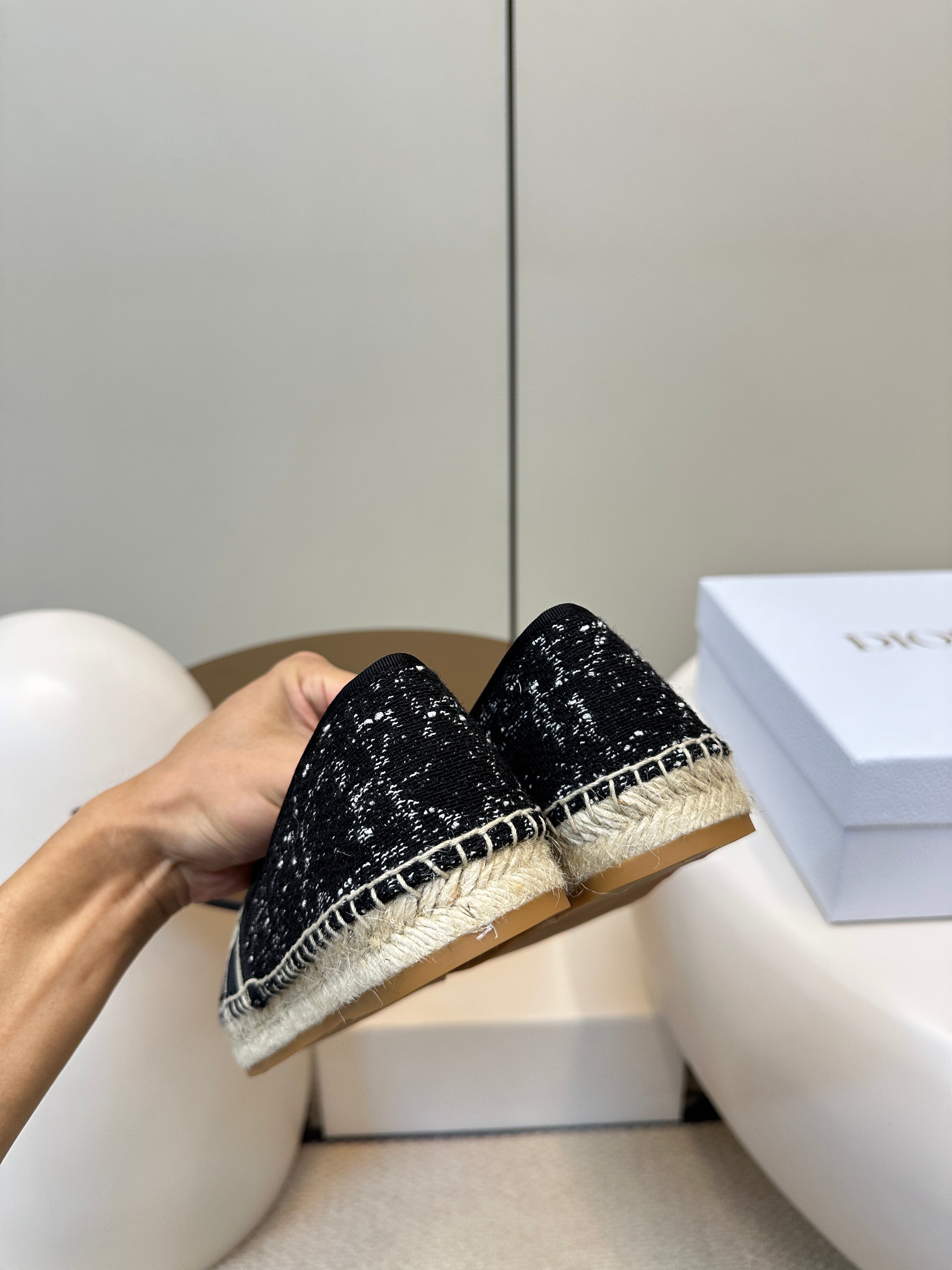 DIOR GRANVILLE ESPADRILLE BLACK OBLIQUE EMBROIDERED COTTON