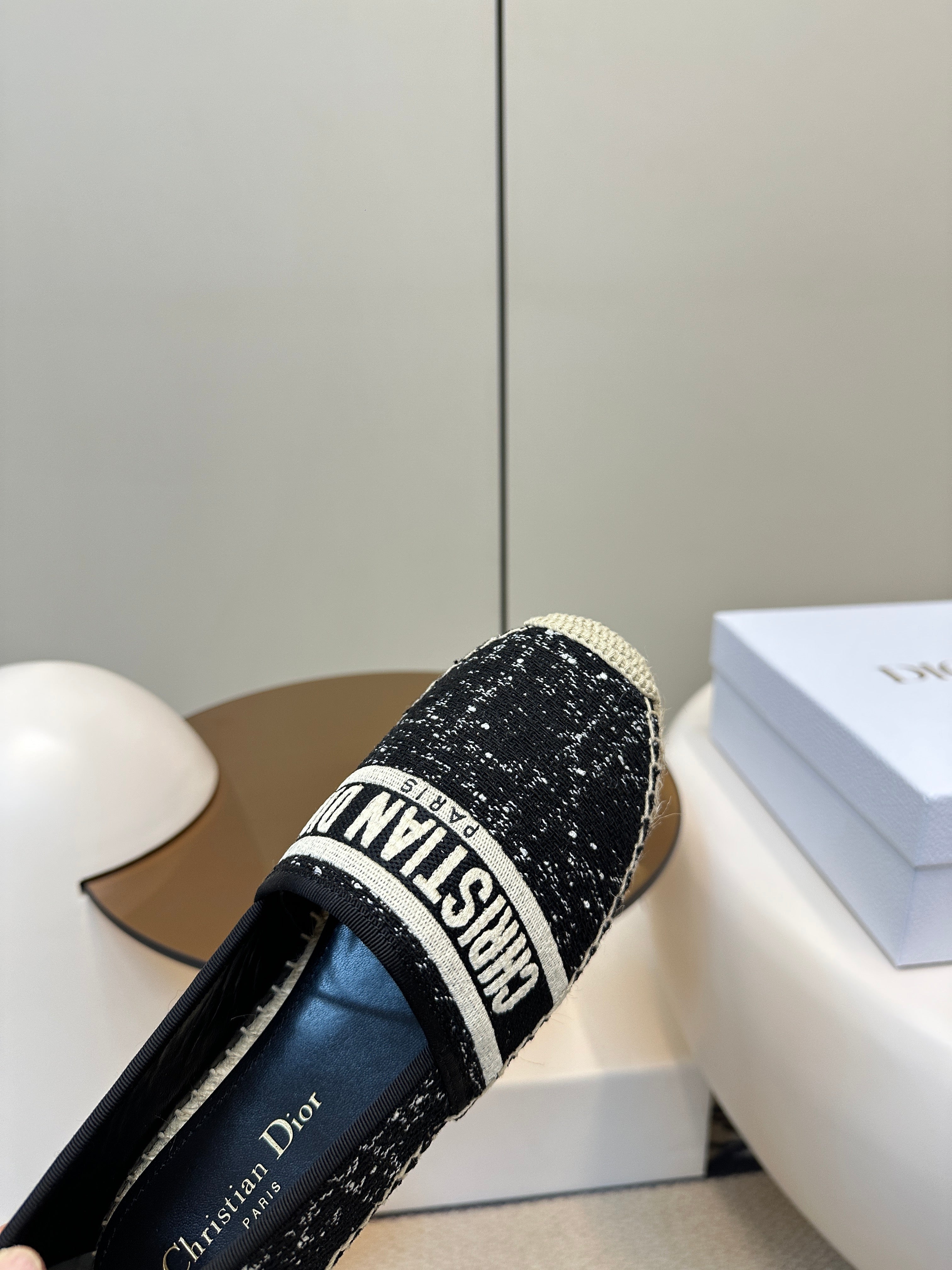 DIOR GRANVILLE ESPADRILLE BLACK OBLIQUE EMBROIDERED COTTON