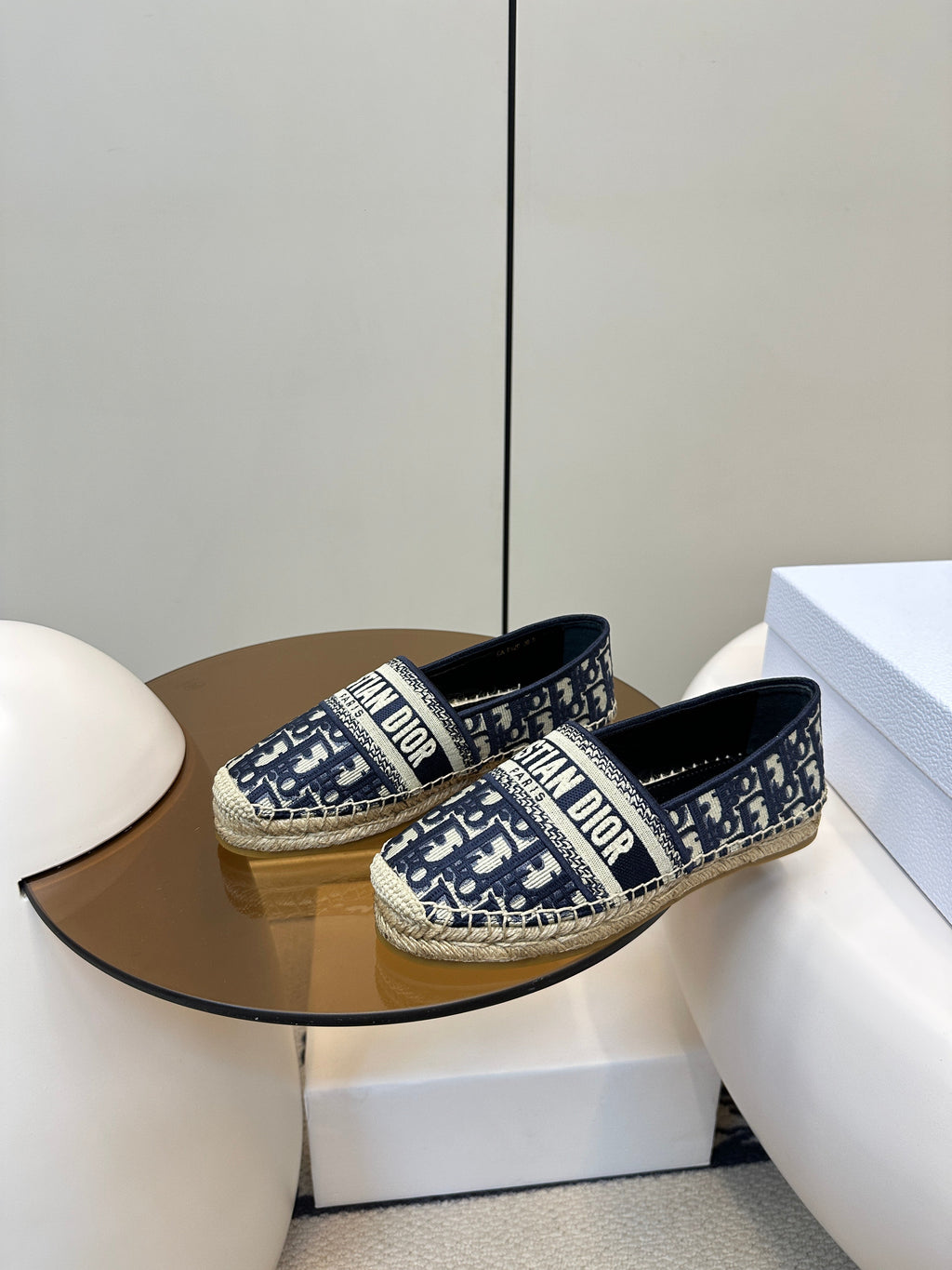 DIOR CD GRANVILLE ESPADRILLE BLUE OBLIQUE EMBROIDERED COTTON 01