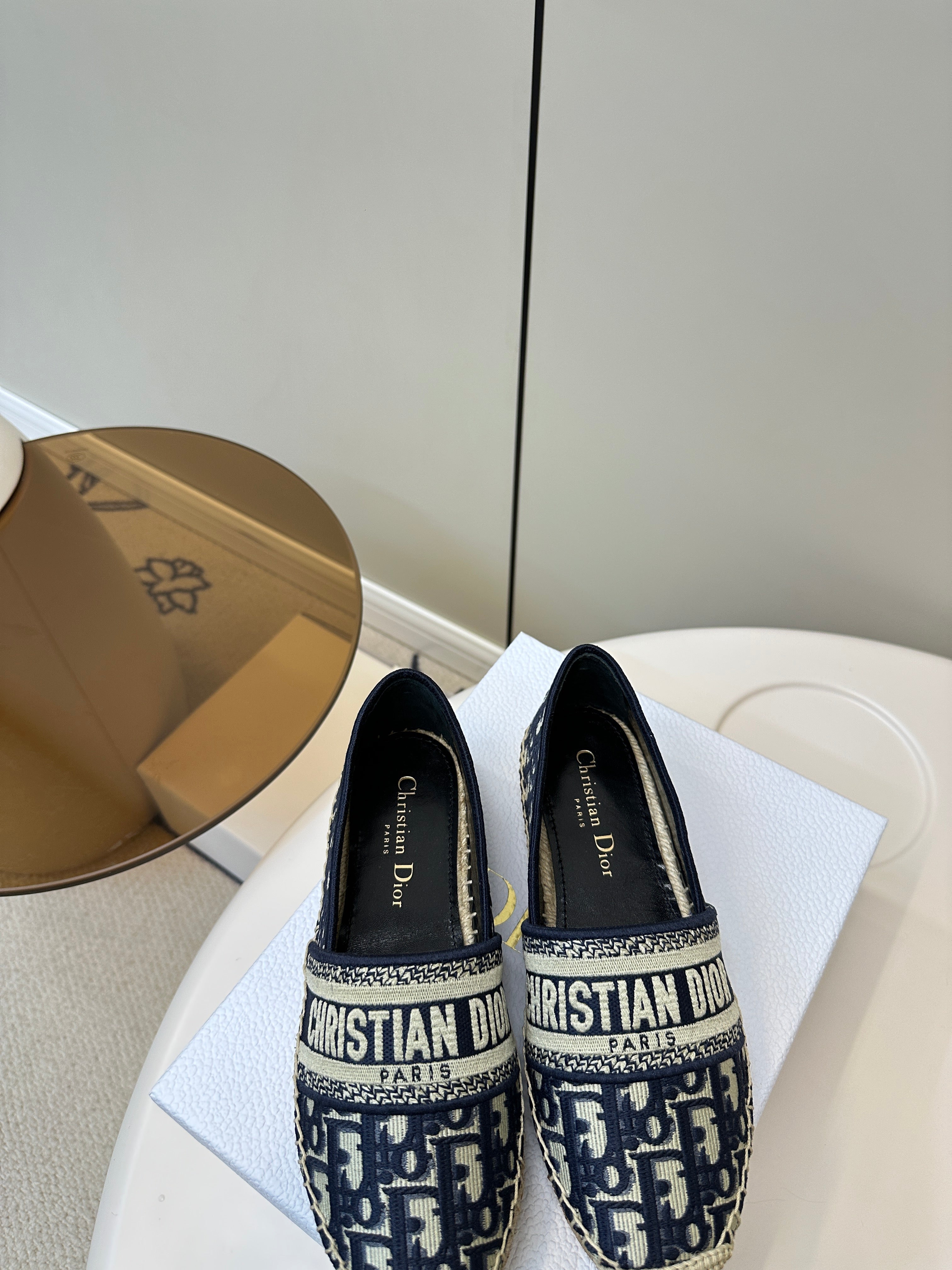 DIOR CD GRANVILLE ESPADRILLE BLUE OBLIQUE EMBROIDERED COTTON 01