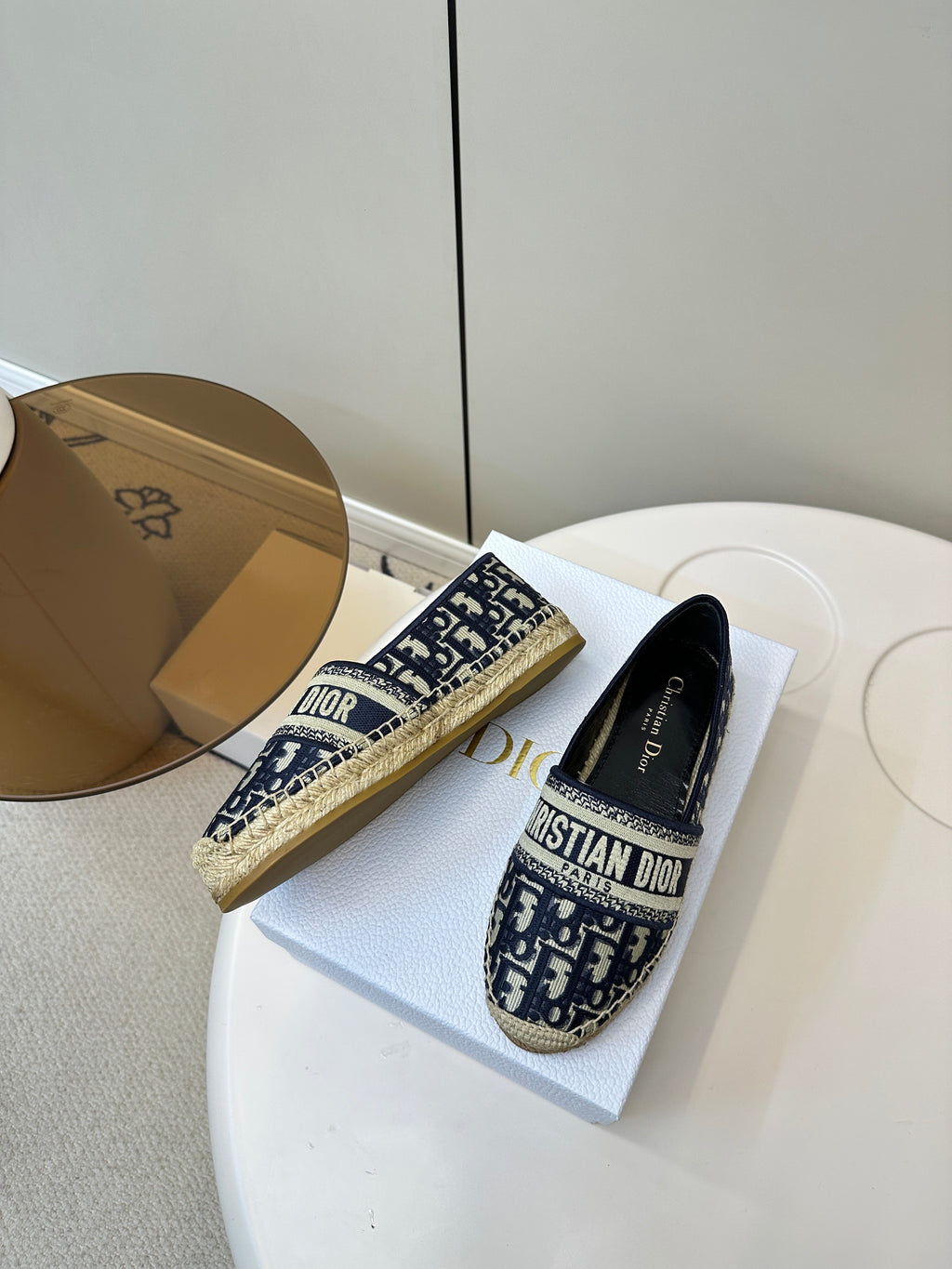 DIOR CD GRANVILLE ESPADRILLE BLUE OBLIQUE EMBROIDERED COTTON 01