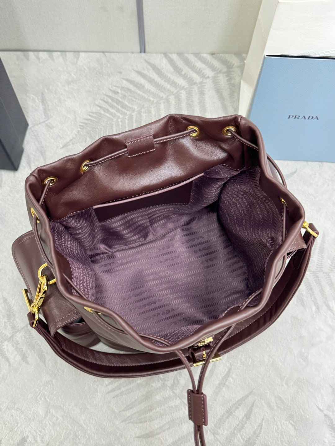 PRADA 25S EXPLORE MEDIUM BACKPACK 29 IN SIENNA CALFSKIN GOLD HARDWRE