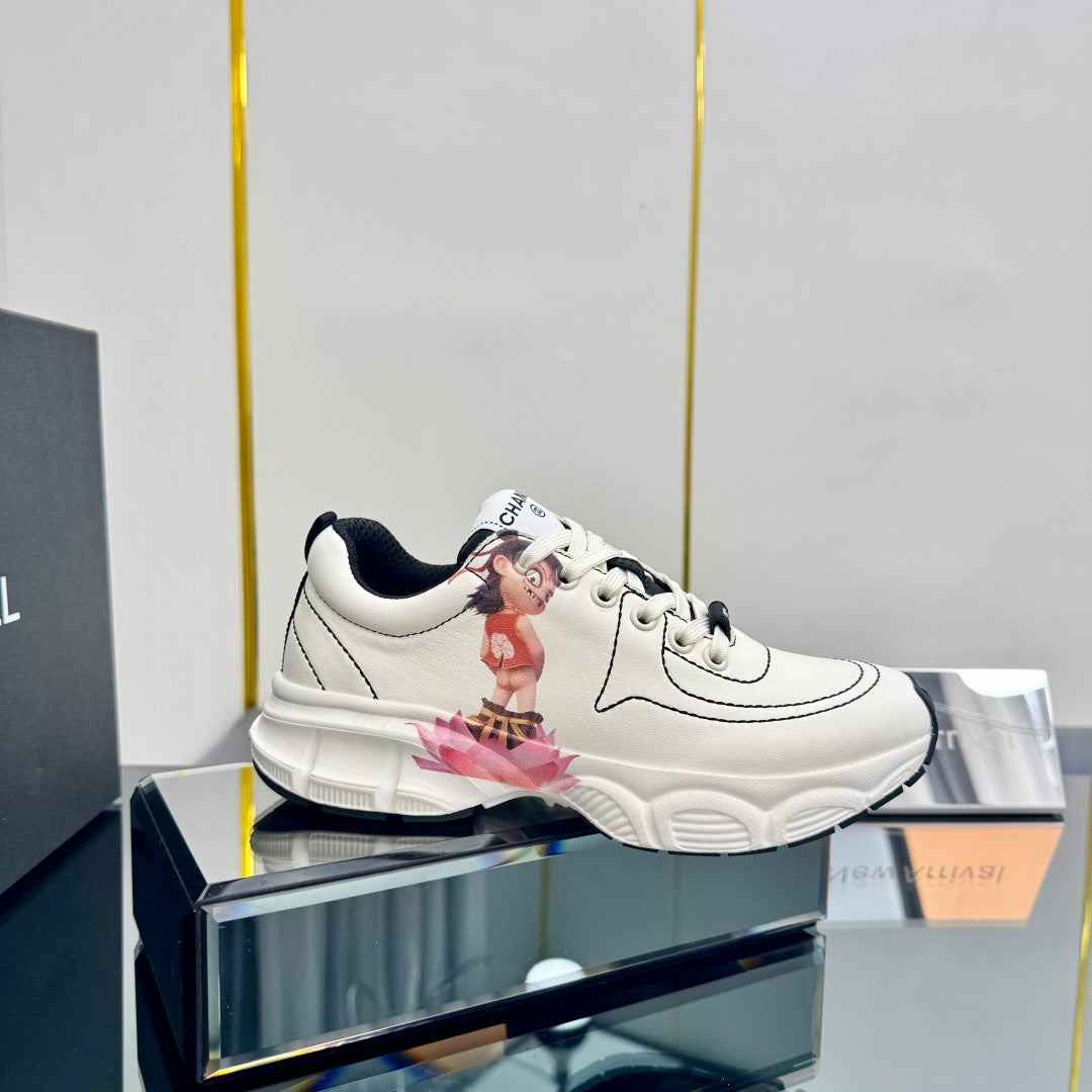 CHANEL TRAINERS SNEAKER IN WHITE CALFSKIN WITH STICKER 238624