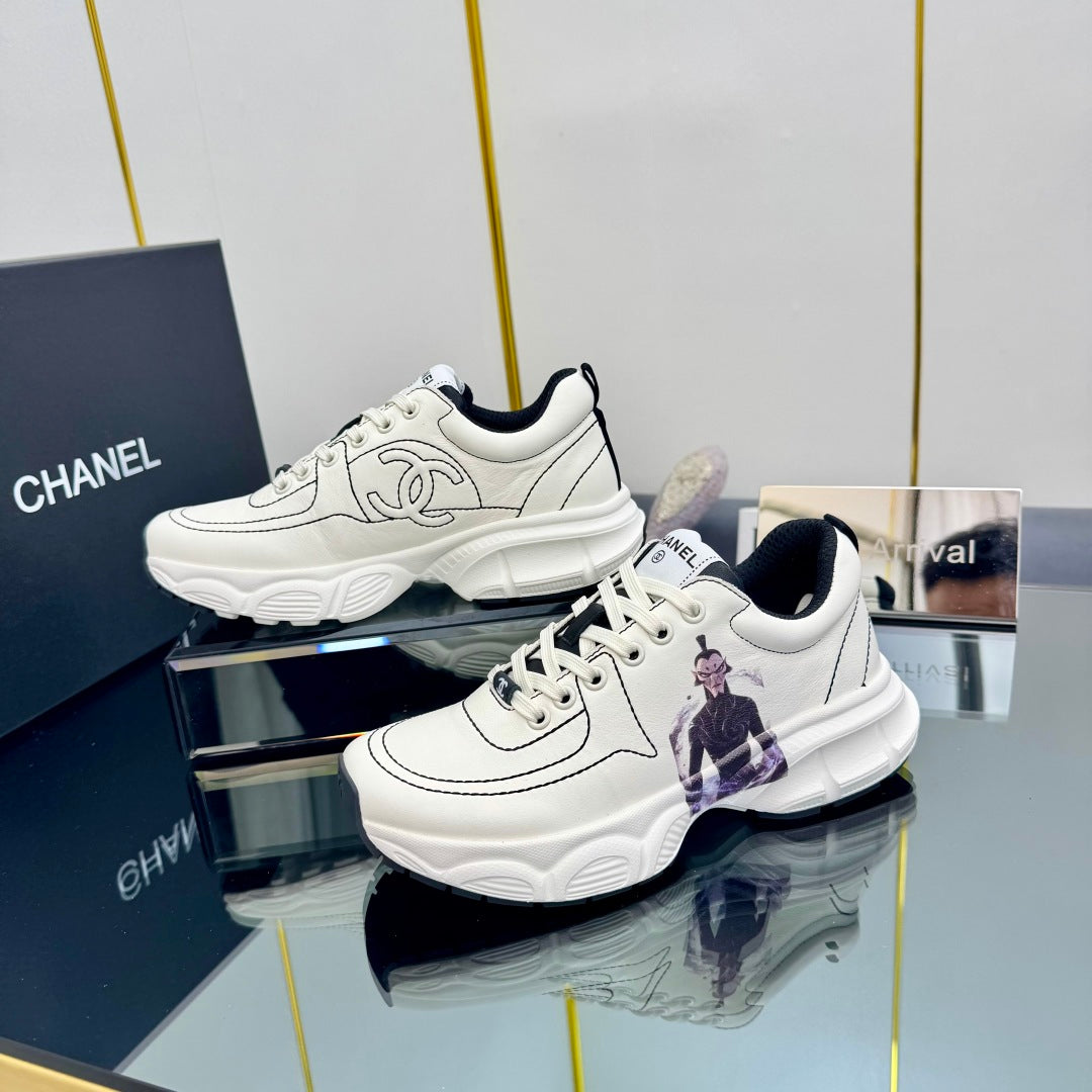 CHANEL TRAINERS SNEAKER IN WHITE CALFSKIN WITH STICKER 238625
