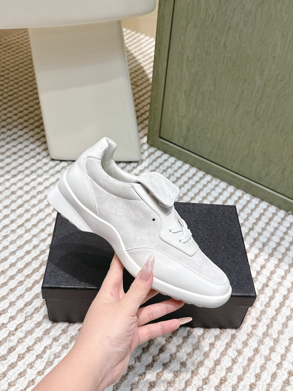 CHANEL 25S SNEAKERS 35MM IN GREIGE SUEDE WITH VELCRO STRAPS